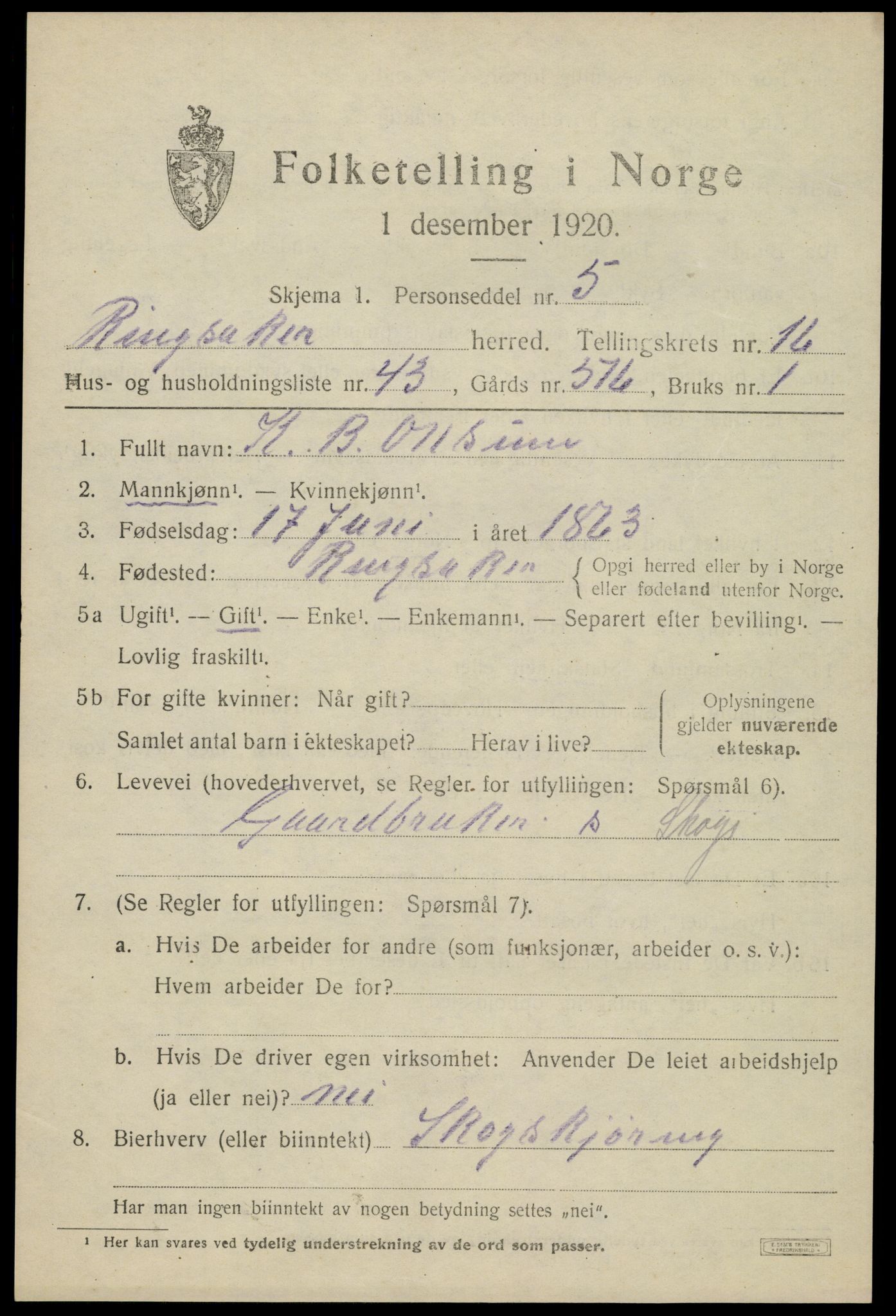 SAH, 1920 census for Ringsaker, 1920, p. 23420