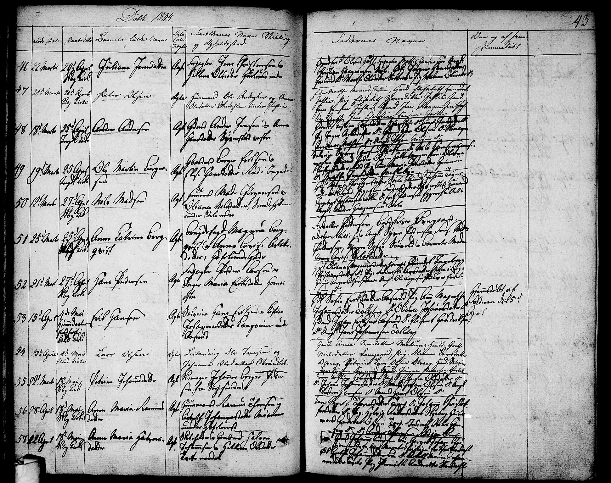 Skjeberg prestekontor Kirkebøker, AV/SAO-A-10923/F/Fa/L0005: Parish register (official) no. I 5, 1830-1845, p. 43