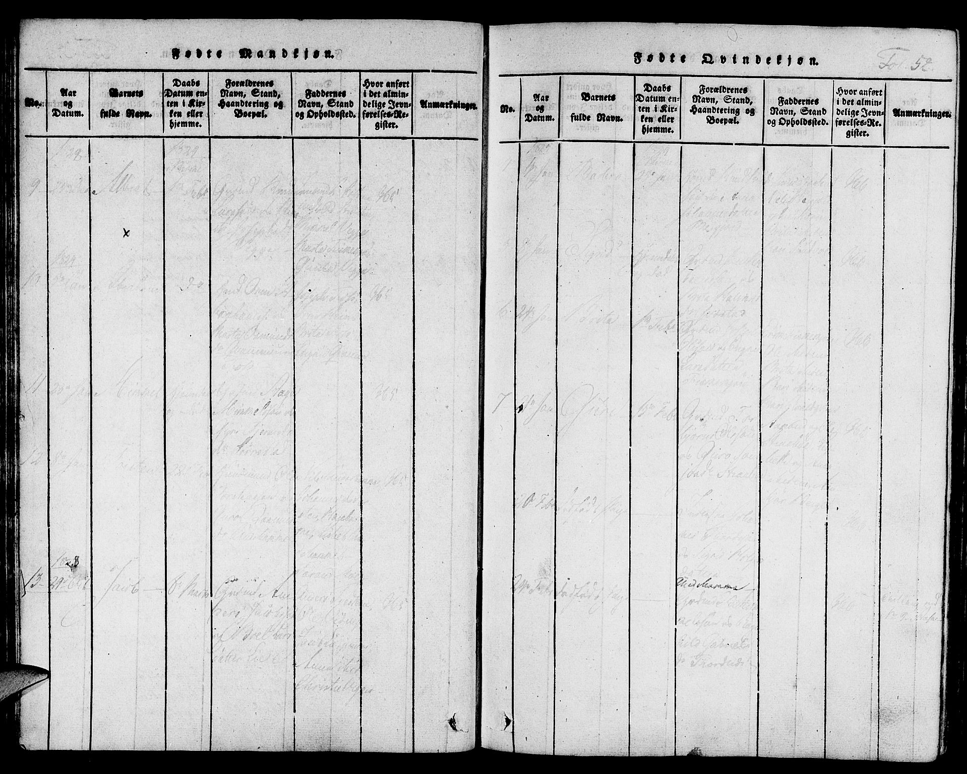 Suldal sokneprestkontor, AV/SAST-A-101845/01/IV/L0006: Parish register (official) no. A 6, 1816-1836, p. 52