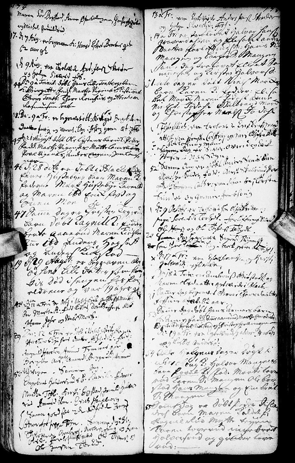 Aurskog prestekontor Kirkebøker, SAO/A-10304a/F/Fa/L0001: Parish register (official) no. I 1, 1707-1735, p. 174-175