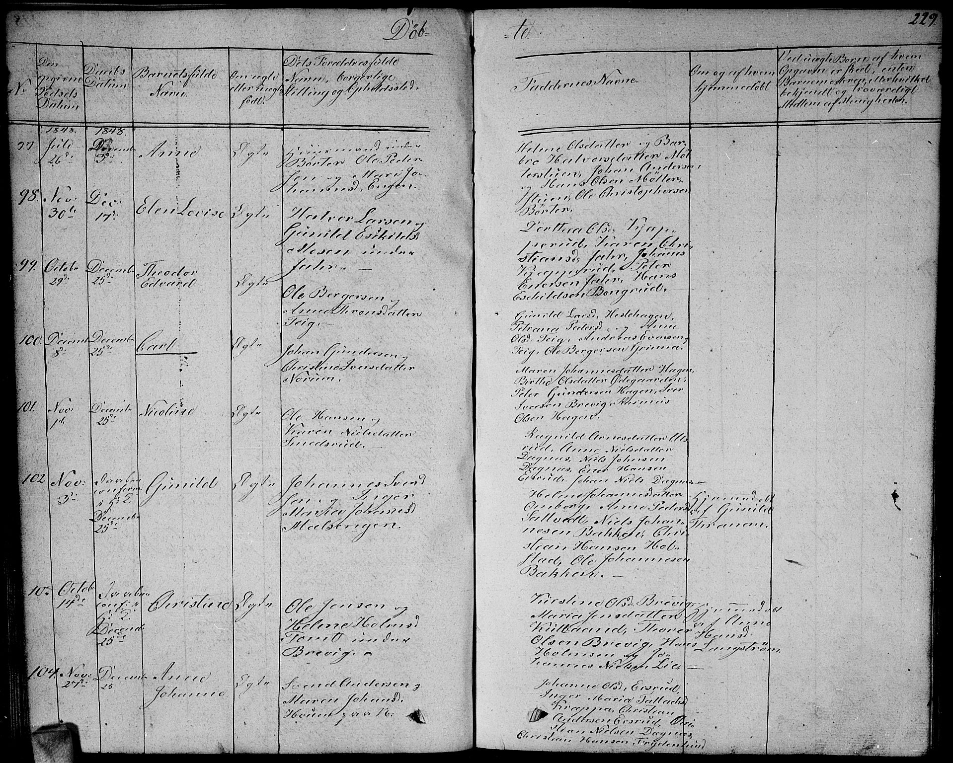 Enebakk prestekontor Kirkebøker, SAO/A-10171c/G/Ga/L0003: Parish register (copy) no. I 3, 1833-1849, p. 229