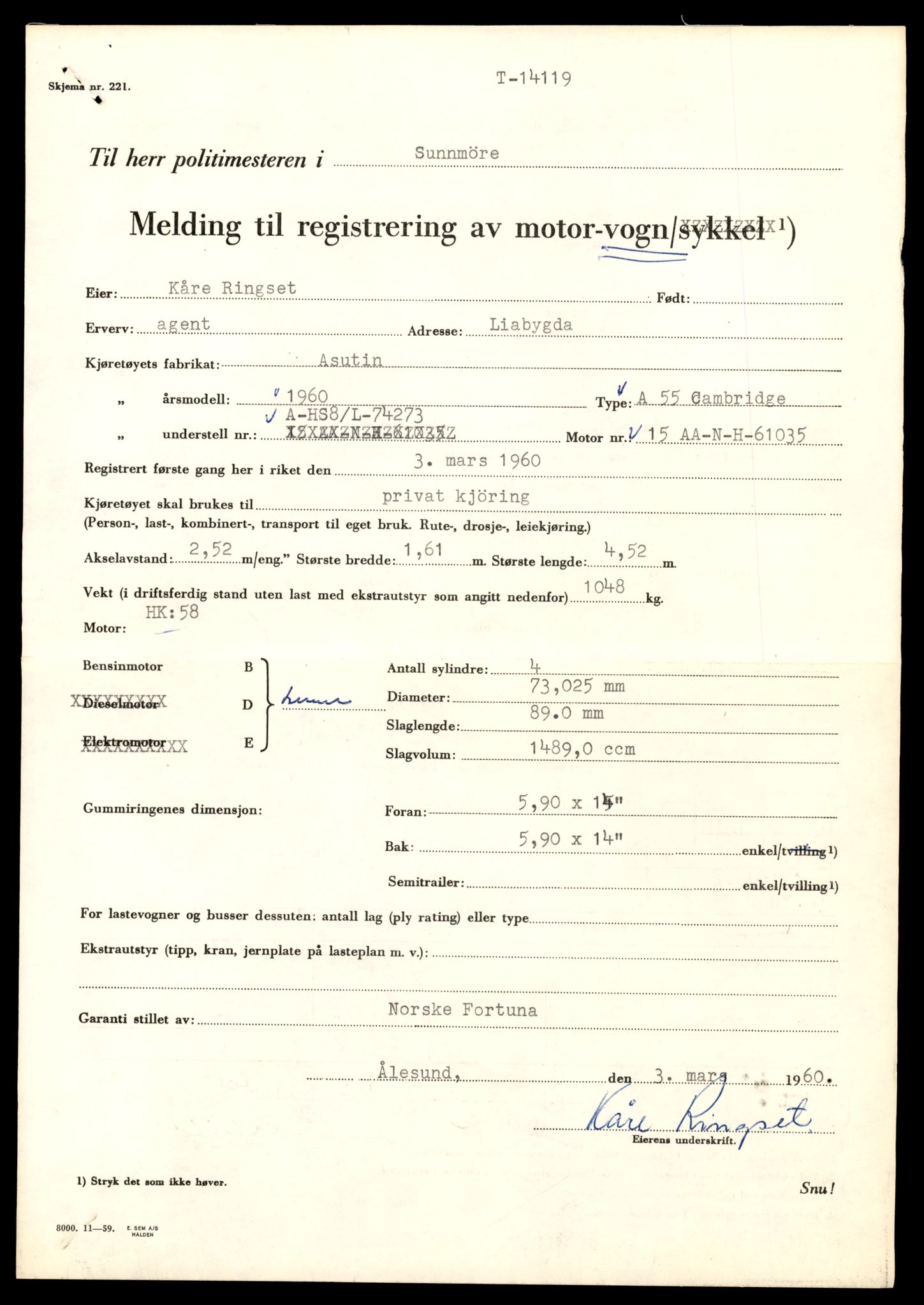 Møre og Romsdal vegkontor - Ålesund trafikkstasjon, AV/SAT-A-4099/F/Fe/L0043: Registreringskort for kjøretøy T 14080 - T 14204, 1927-1998, p. 1091