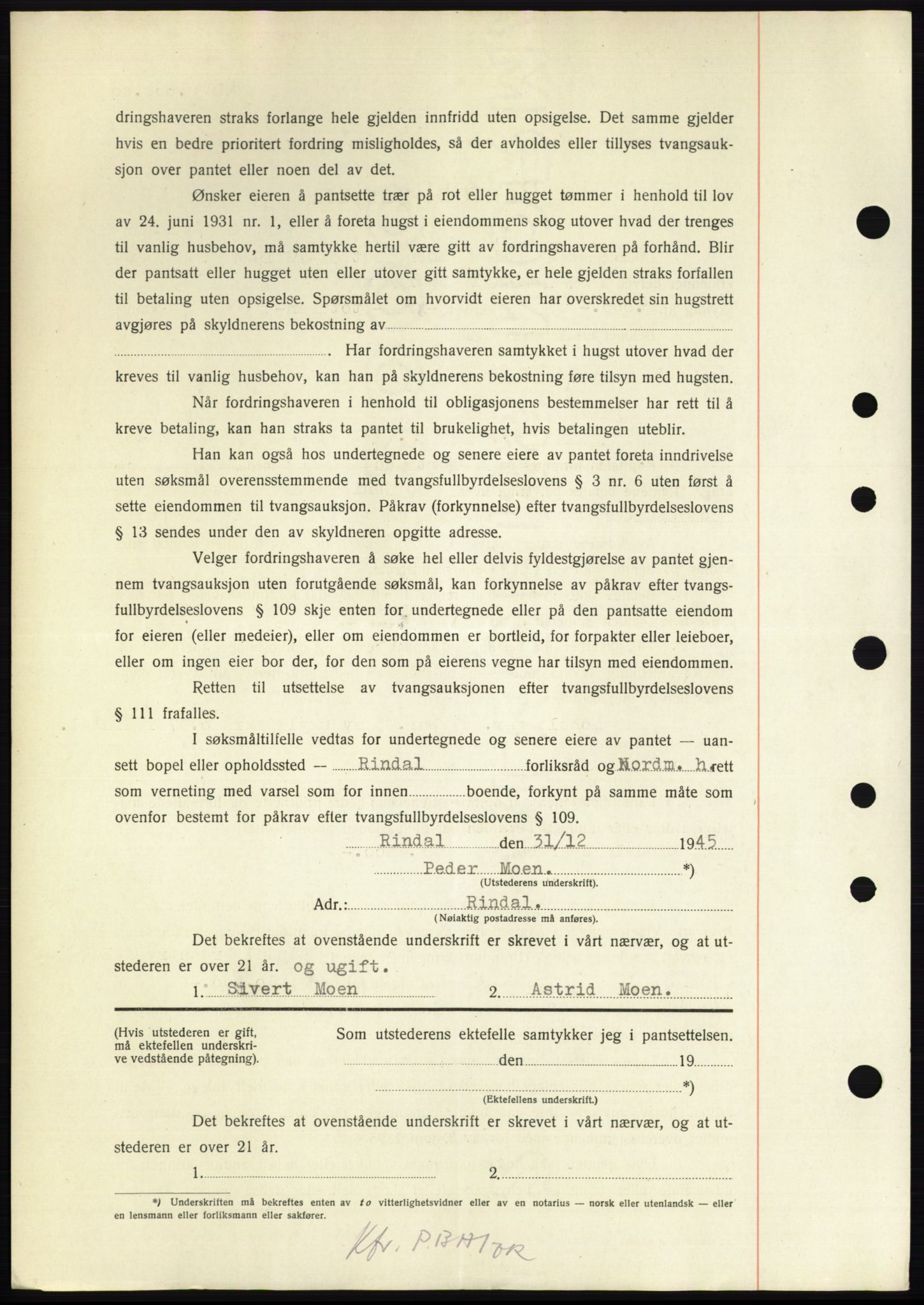 Nordmøre sorenskriveri, AV/SAT-A-4132/1/2/2Ca: Mortgage book no. B93b, 1946-1946, Diary no: : 10/1946