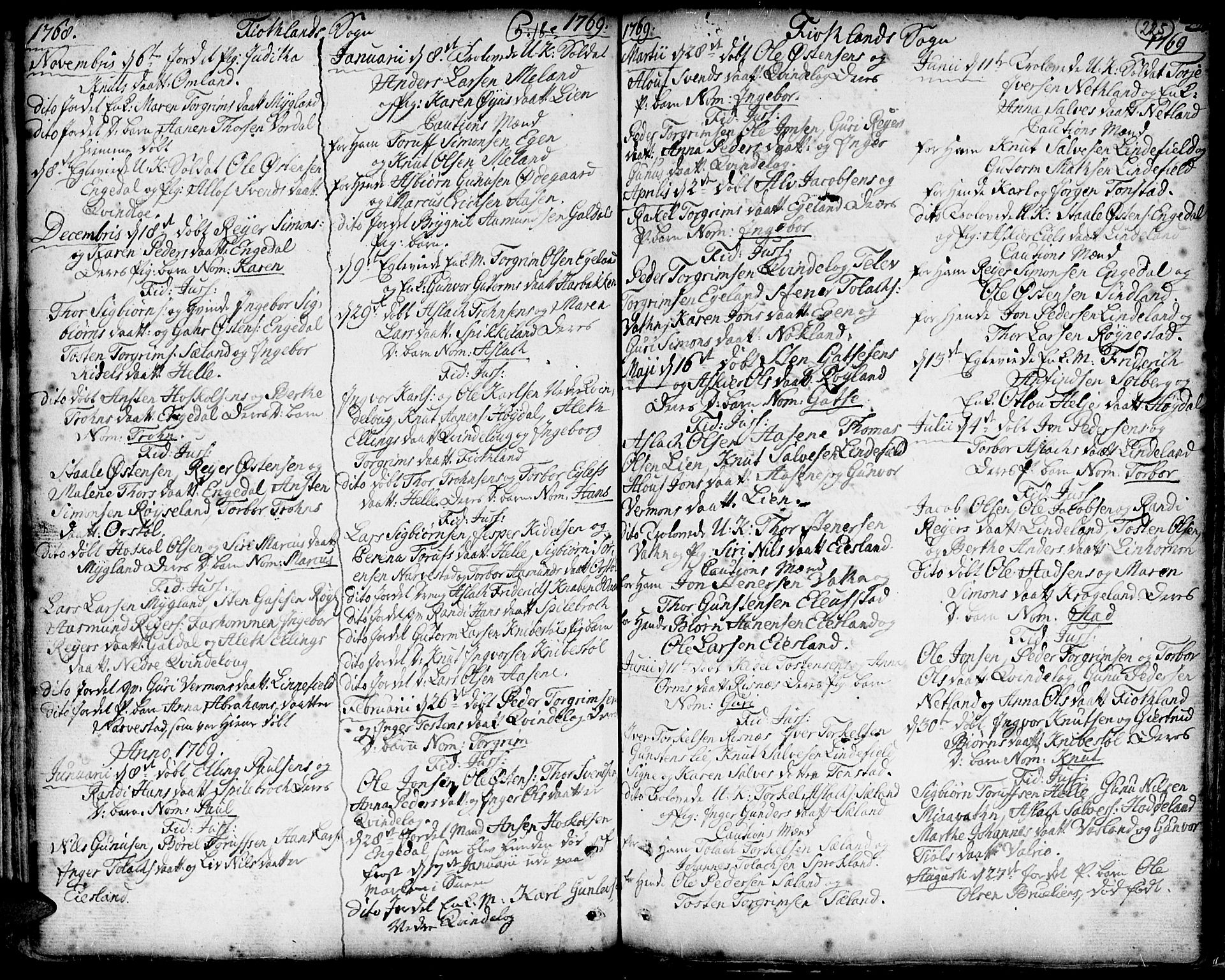 Hægebostad sokneprestkontor, SAK/1111-0024/F/Fa/Faa/L0001: Parish register (official) no. A 1 /3, 1760-1826, p. 225