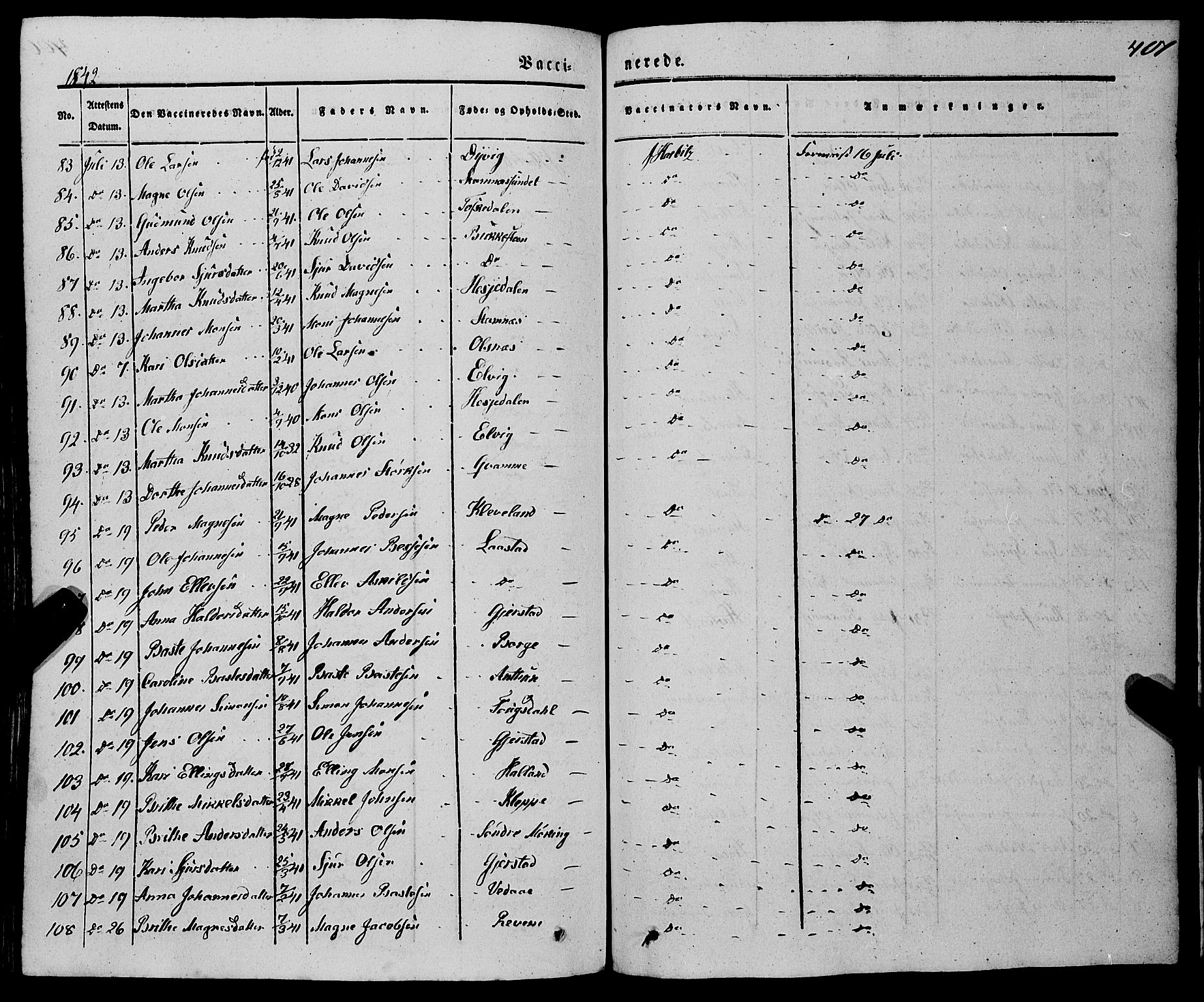 Haus sokneprestembete, AV/SAB-A-75601/H/Haa: Parish register (official) no. A 15, 1838-1847, p. 407