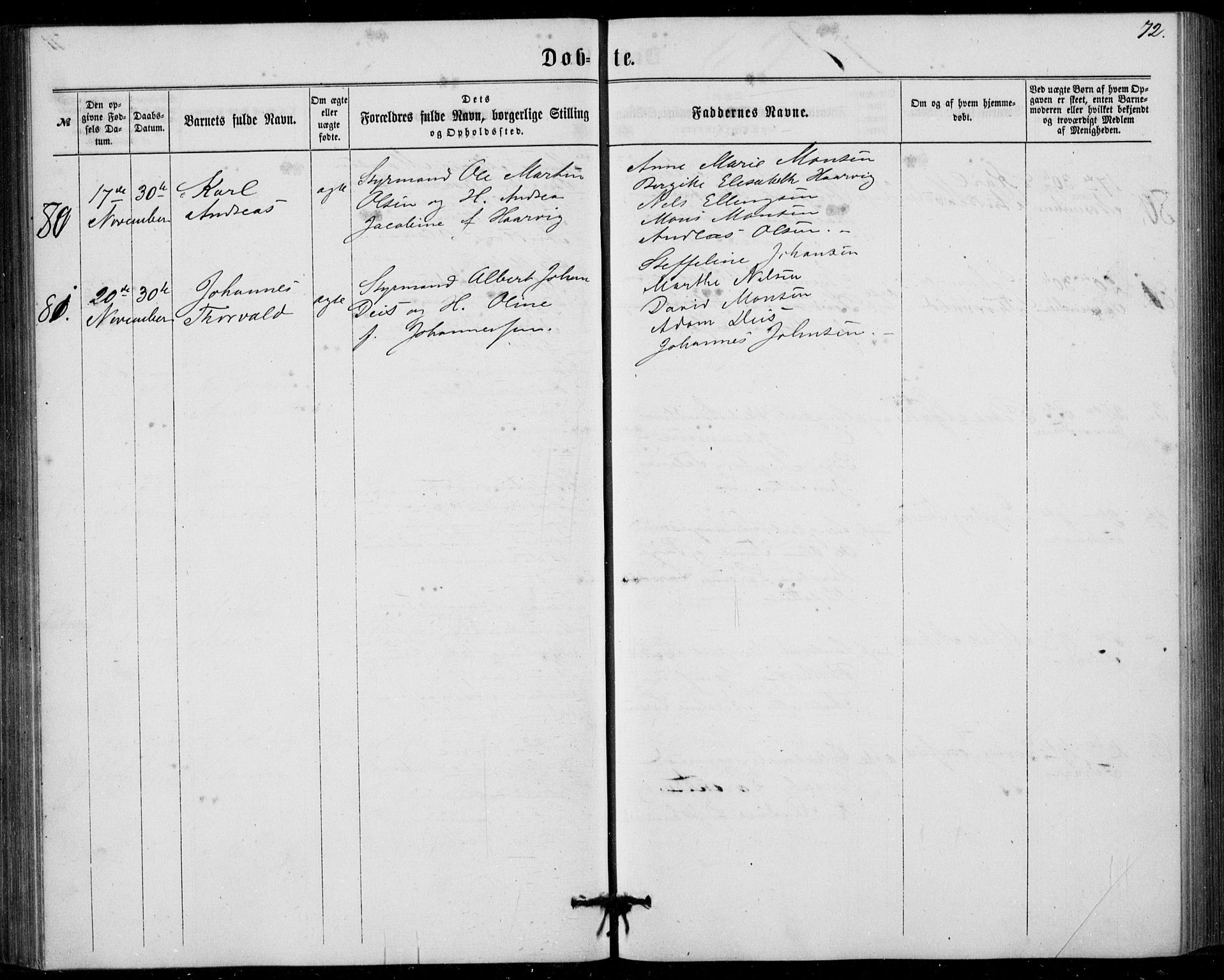 Fødselsstiftelsens sokneprestembete, ført av overlegen*, SAB/-: Parish register (official) no. A 1, 1863-1883, p. 72