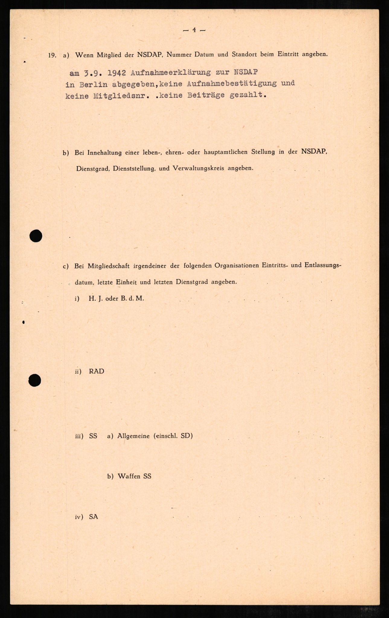 Forsvaret, Forsvarets overkommando II, RA/RAFA-3915/D/Db/L0006: CI Questionaires. Tyske okkupasjonsstyrker i Norge. Tyskere., 1945-1946, p. 259