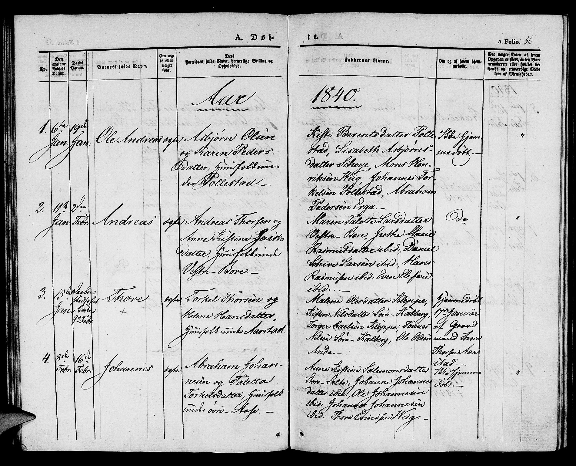 Klepp sokneprestkontor, SAST/A-101803/001/3/30BA/L0003: Parish register (official) no. A 3, 1833-1842, p. 56