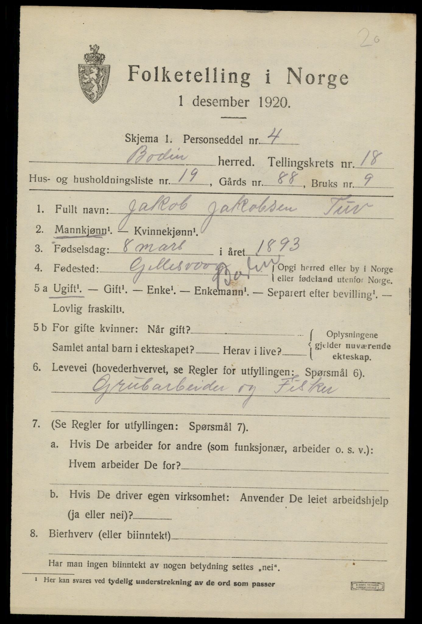 SAT, 1920 census for Bodin, 1920, p. 13028