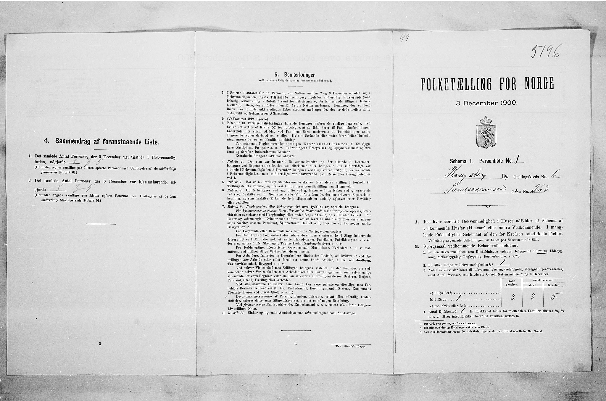 RA, 1900 census for Kongsberg, 1900, p. 1240