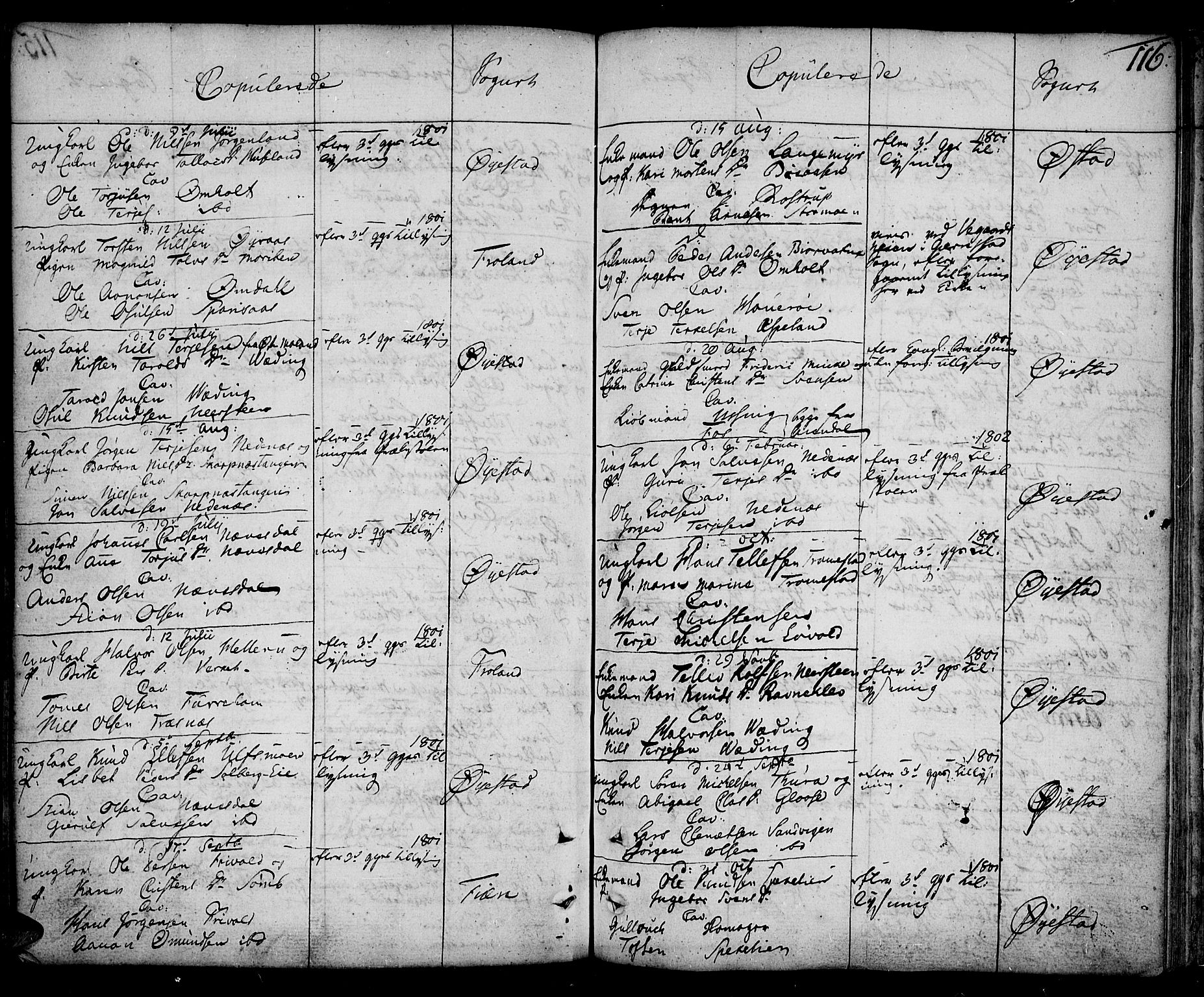 Øyestad sokneprestkontor, SAK/1111-0049/F/Fa/L0009: Parish register (official) no. A 9, 1778-1808, p. 116