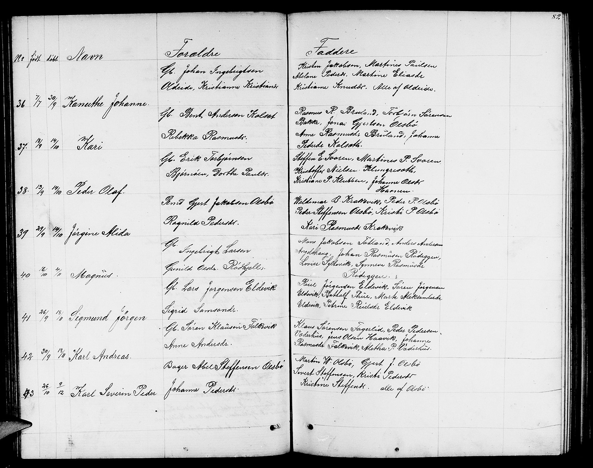 Davik sokneprestembete, AV/SAB-A-79701/H/Hab/Habc/L0001: Parish register (copy) no. C 1, 1866-1888, p. 82