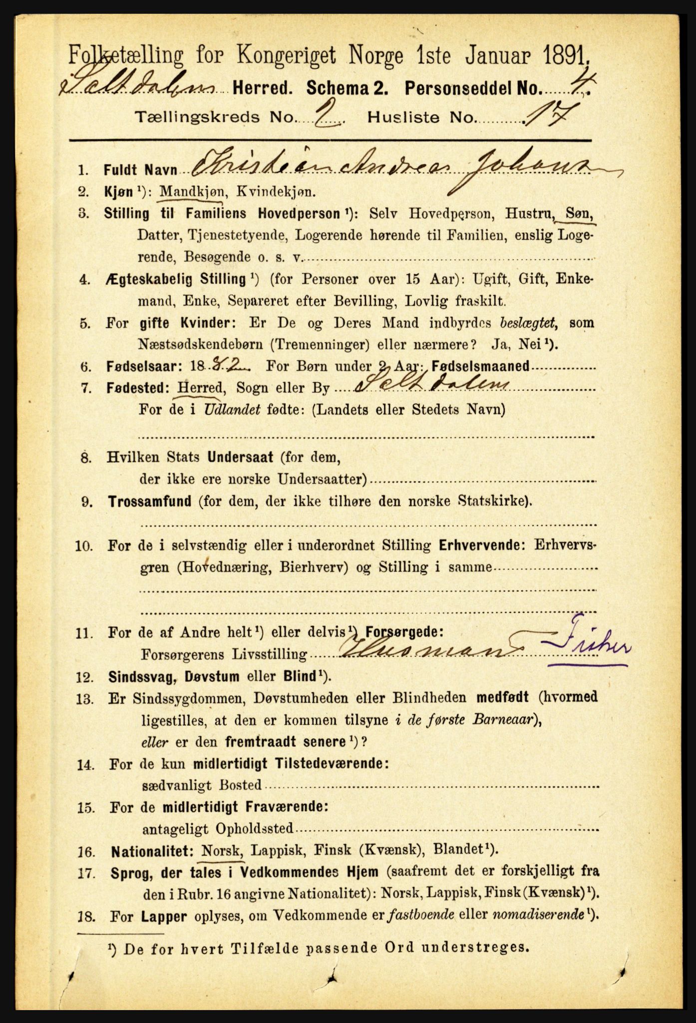 RA, 1891 census for 1840 Saltdal, 1891, p. 790