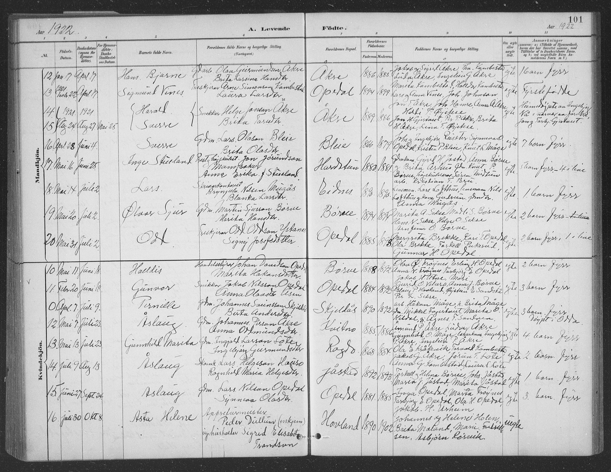 Ullensvang sokneprestembete, SAB/A-78701/H/Hab: Parish register (copy) no. B 11, 1887-1939, p. 101