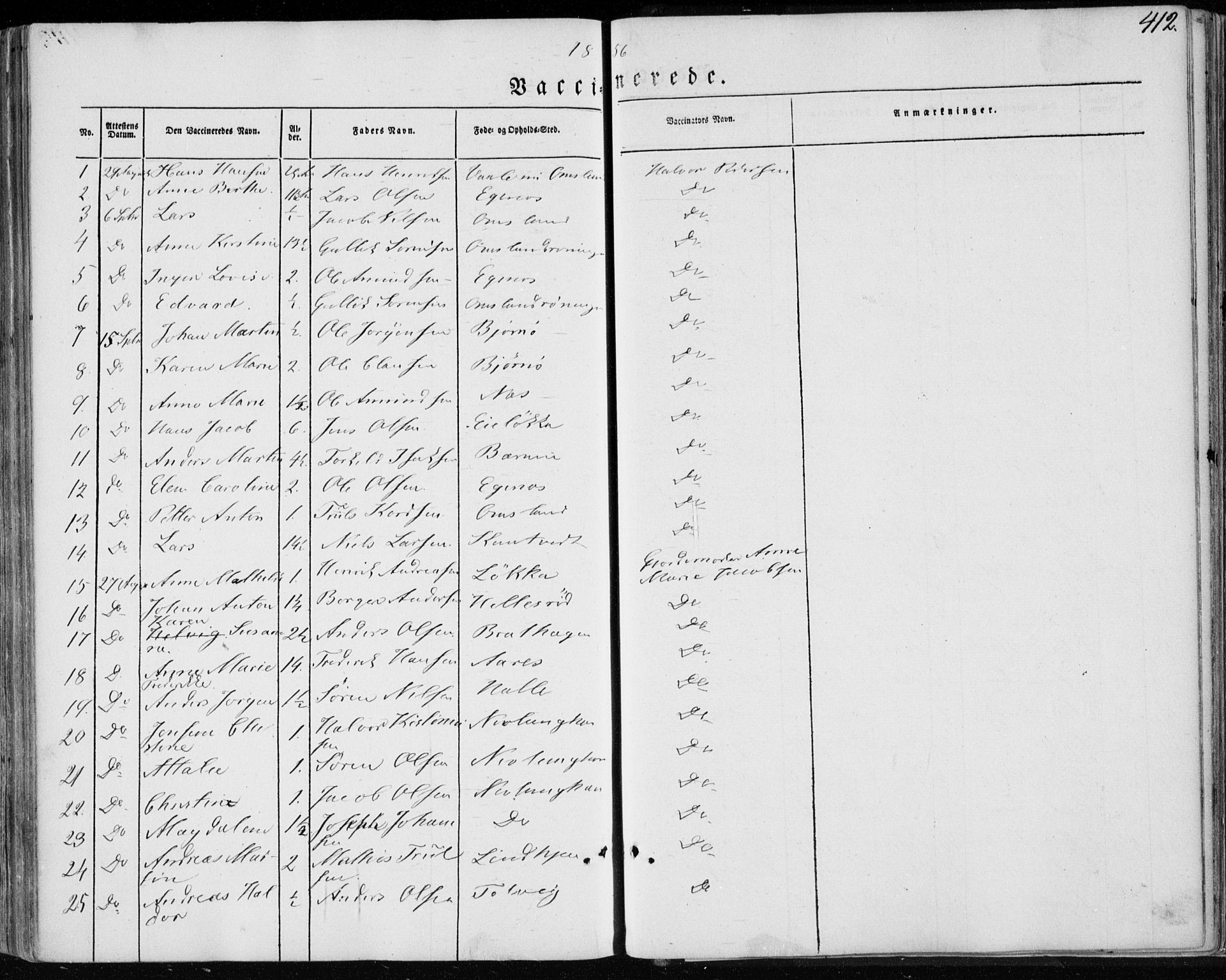 Brunlanes kirkebøker, AV/SAKO-A-342/F/Fa/L0004: Parish register (official) no. I 4, 1846-1862, p. 412