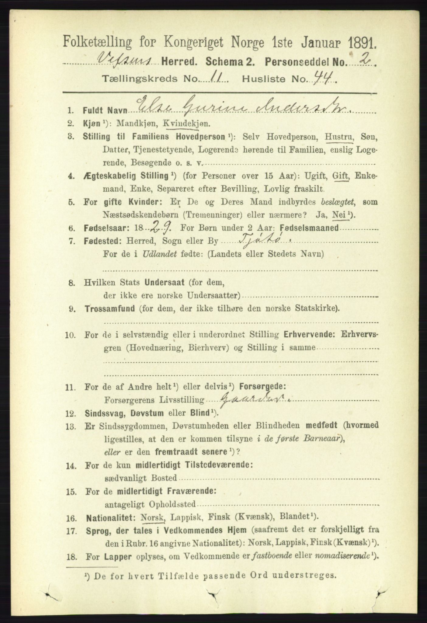 RA, 1891 census for 1824 Vefsn, 1891, p. 5904