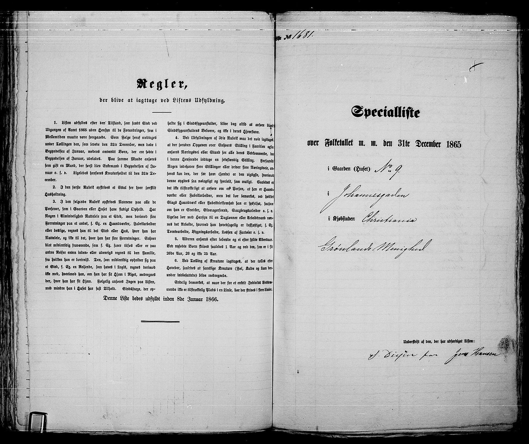 RA, 1865 census for Kristiania, 1865, p. 3800