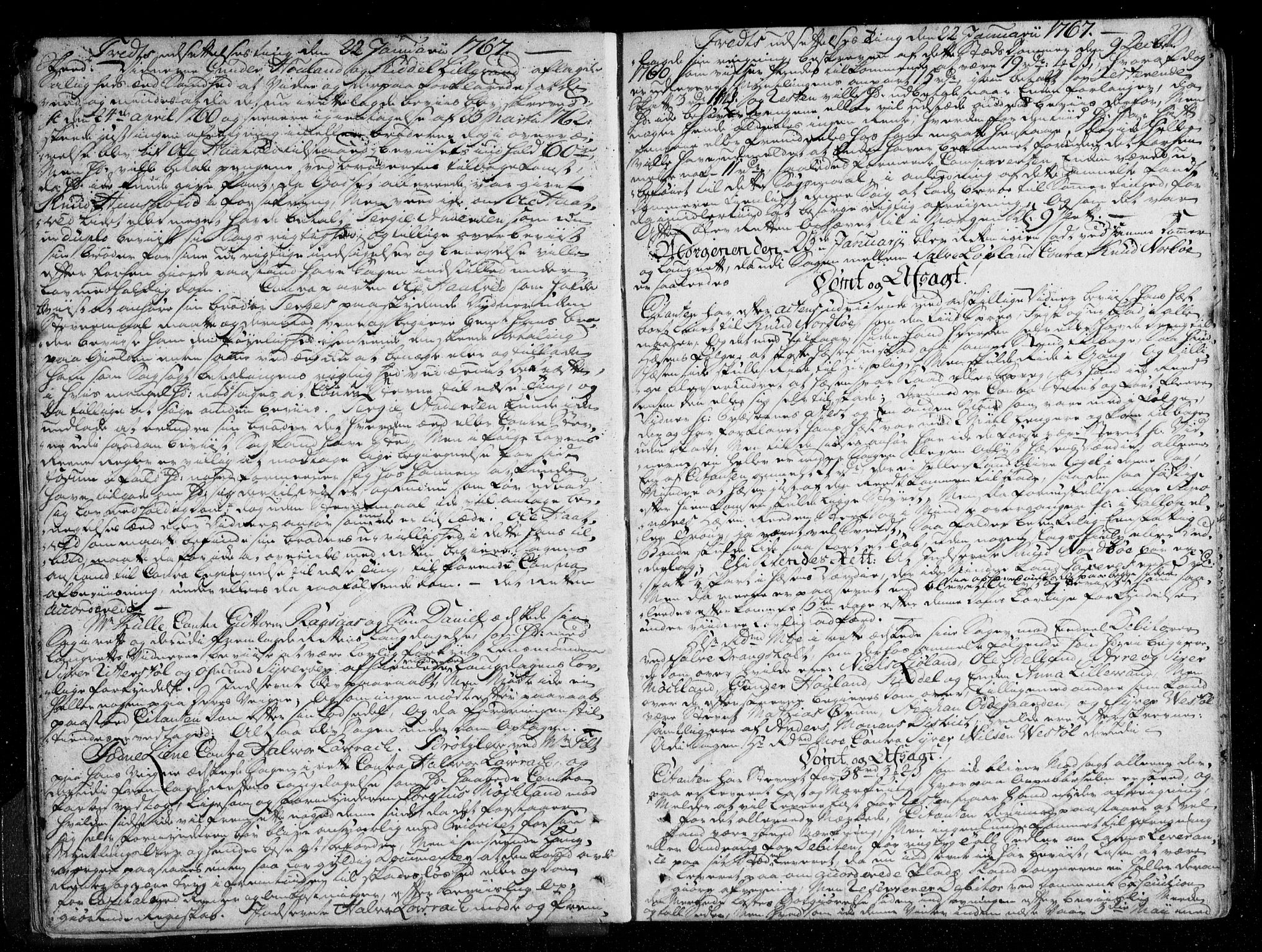 Østre Råbyggelag sorenskriveri, AV/SAK-1221-0016/F/Fa/L0019: Tingbok nr 18 med register, 1766-1771, p. 19b-20a
