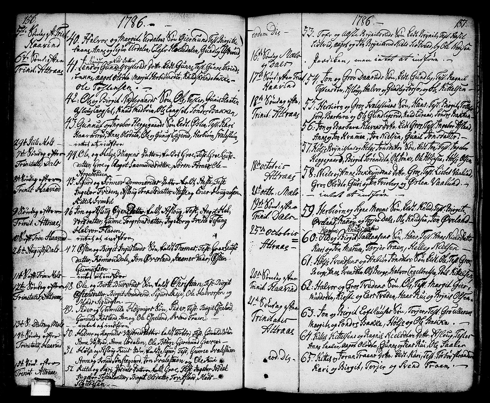Tinn kirkebøker, SAKO/A-308/F/Fa/L0002: Parish register (official) no. I 2, 1757-1810, p. 156-157