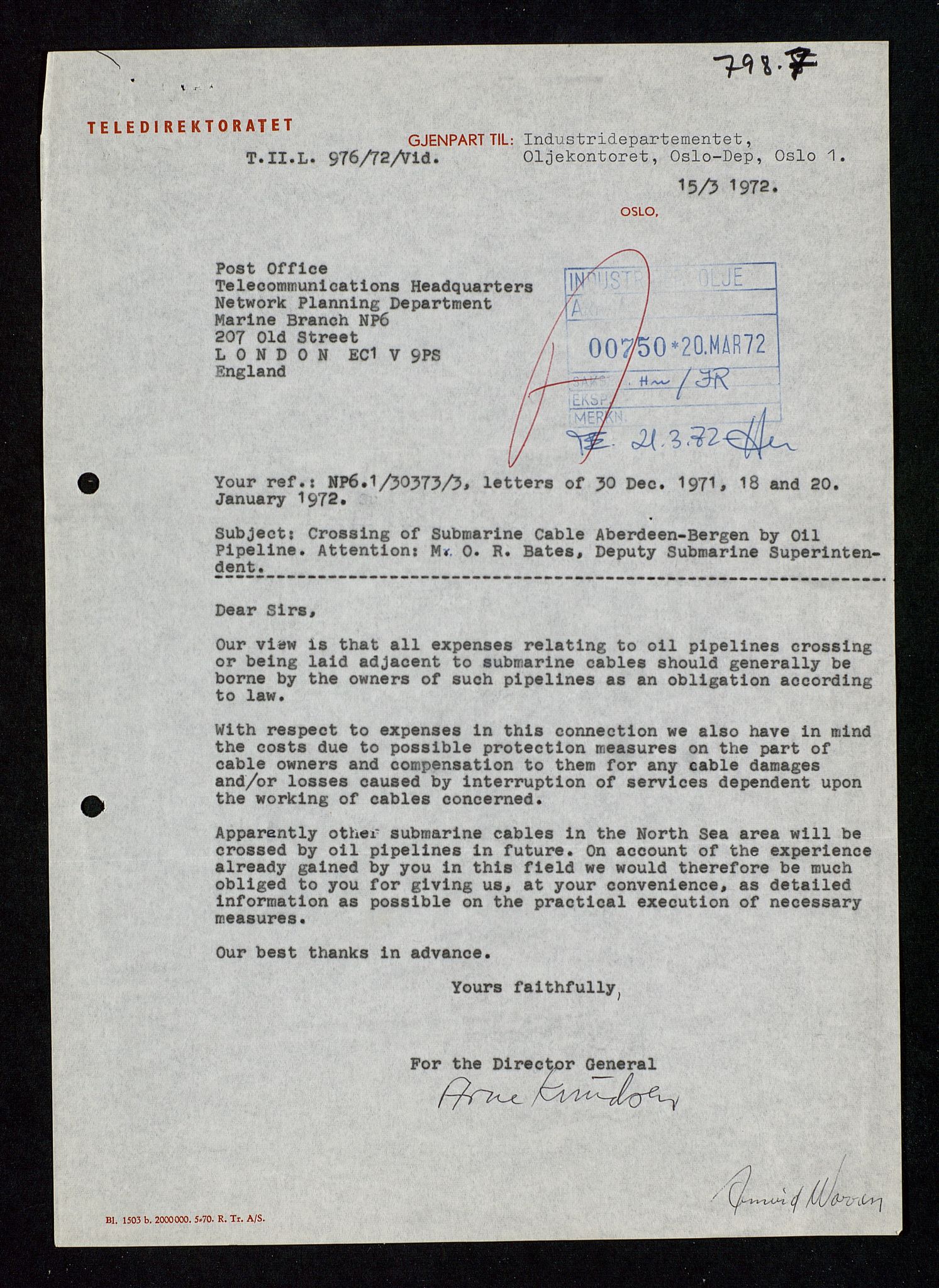 Industridepartementet, Oljekontoret, AV/SAST-A-101348/Db/L0004: Simulering, havmiljø og dykking, 1966-1973, p. 325