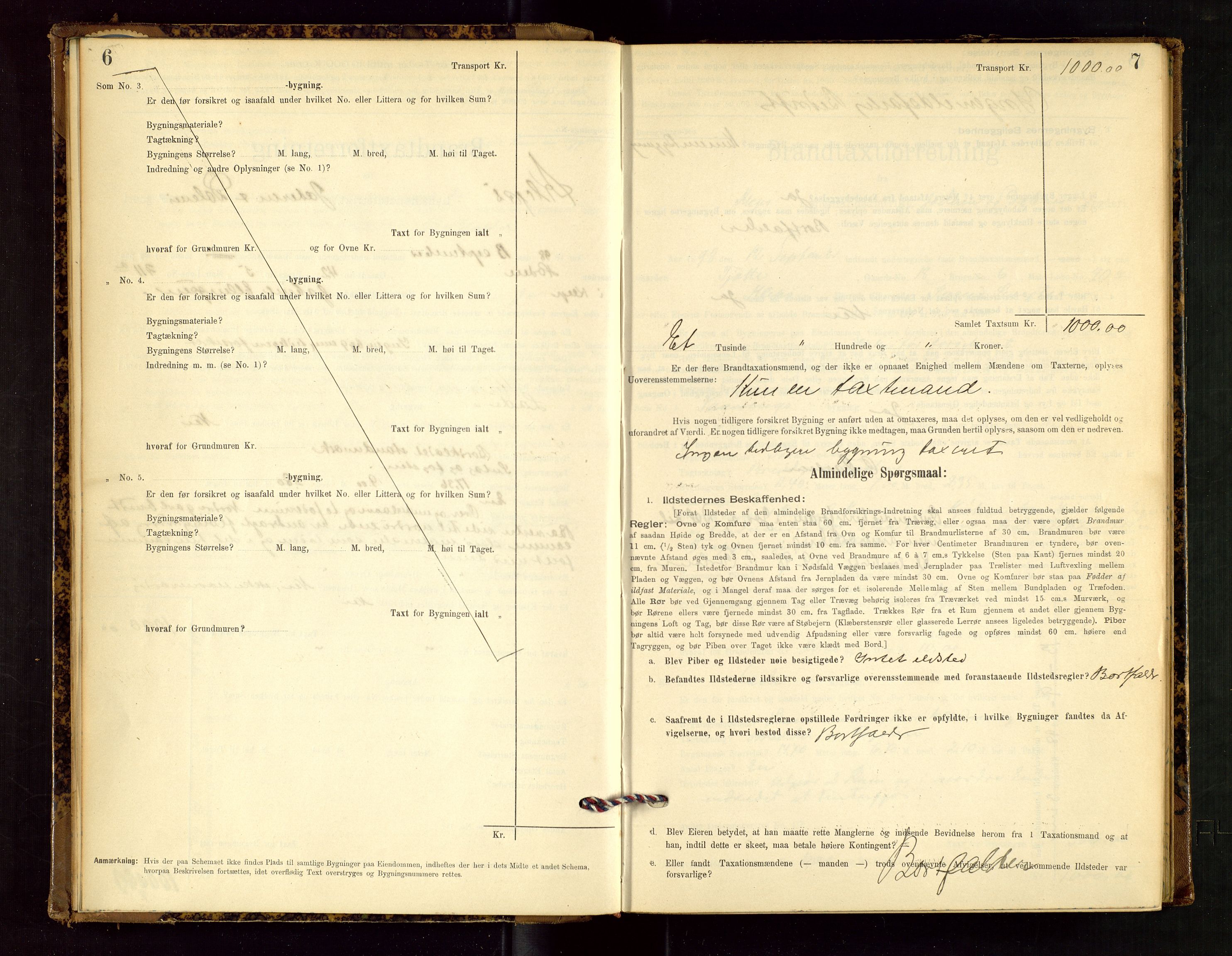 Klepp lensmannskontor, AV/SAST-A-100163/Goc/L0002: "Brandtaxationsprotokol" m/register, 1898-1902, p. 6-7