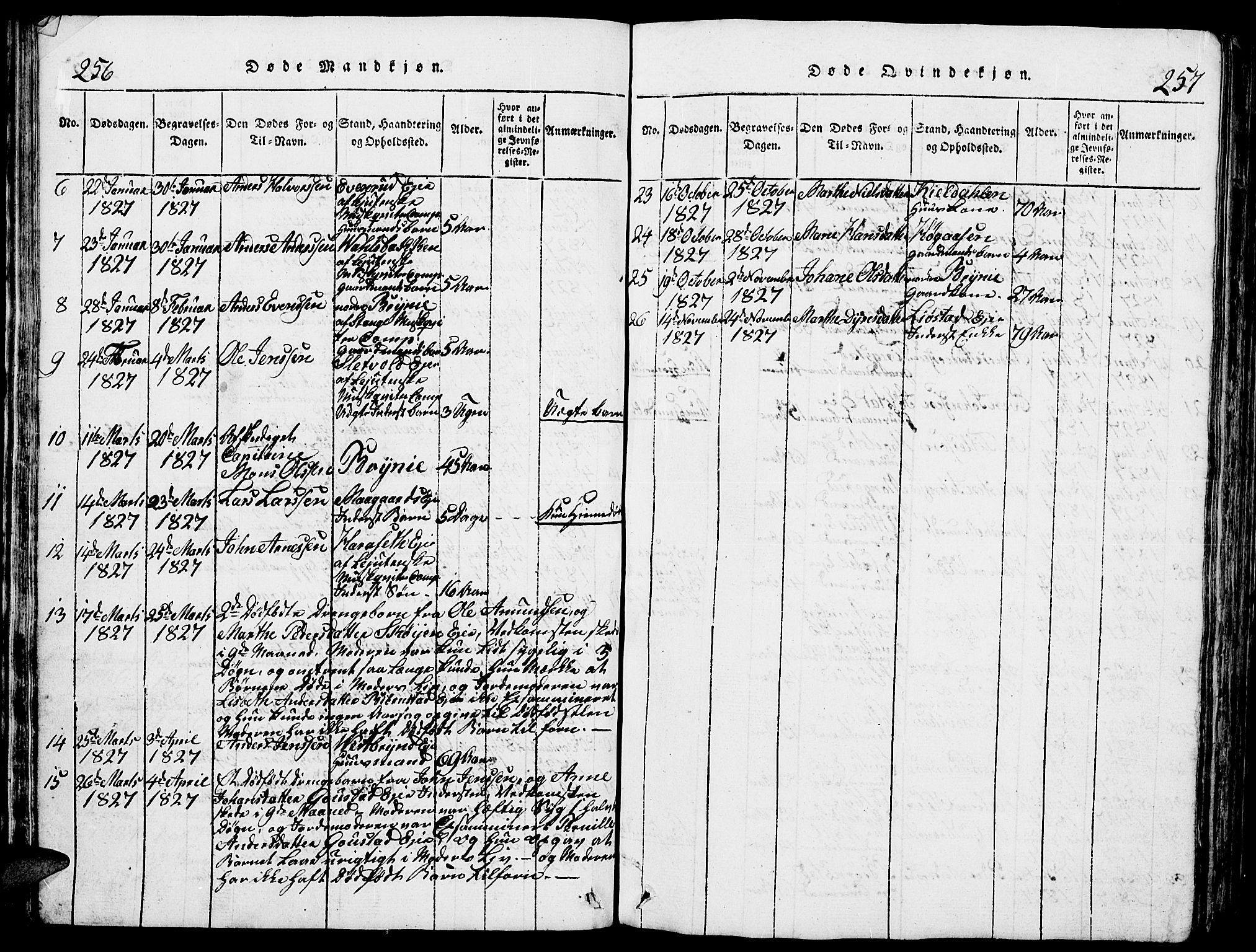 Romedal prestekontor, AV/SAH-PREST-004/L/L0005: Parish register (copy) no. 5, 1814-1829, p. 256-257