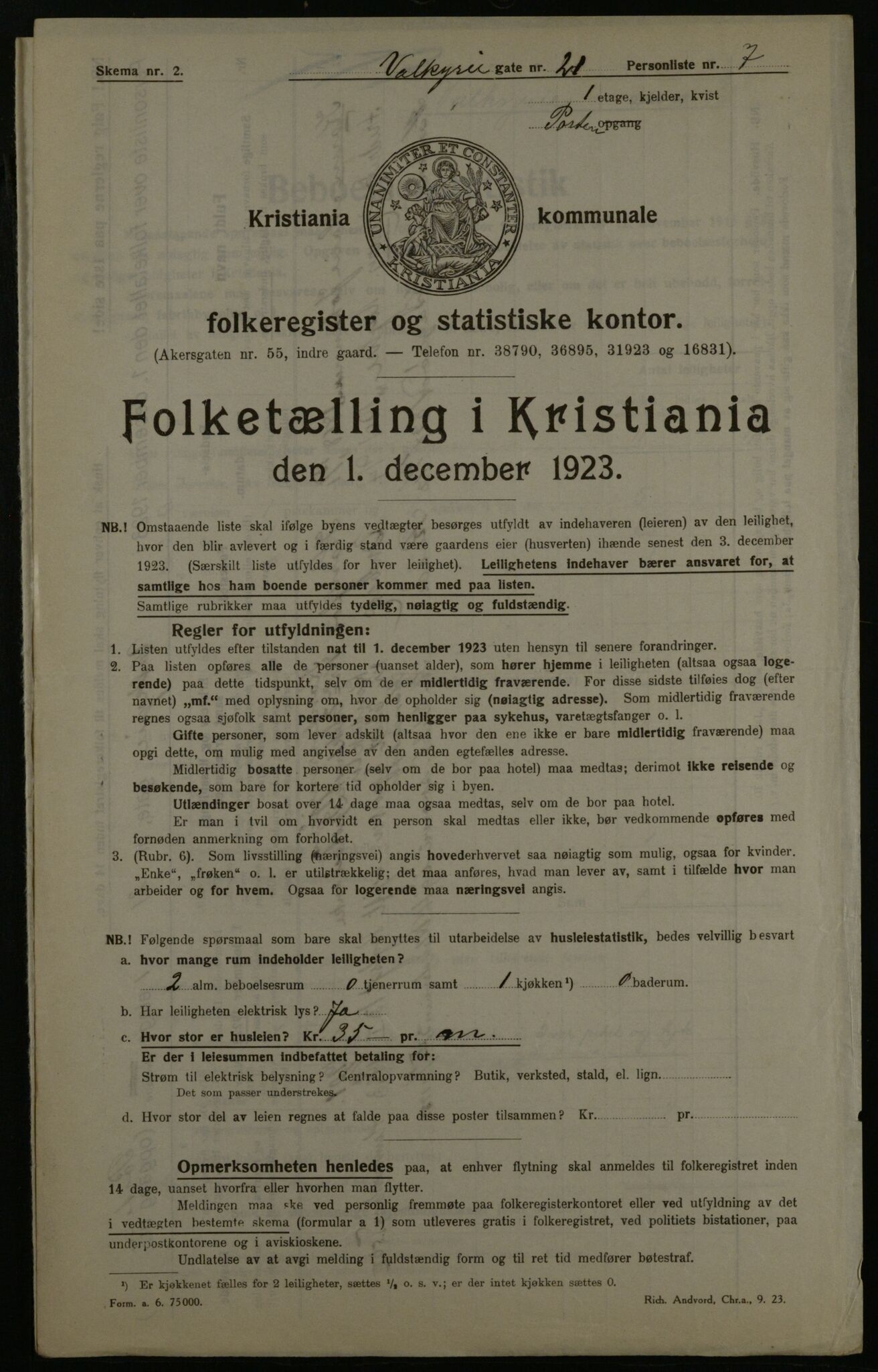 OBA, Municipal Census 1923 for Kristiania, 1923, p. 134653