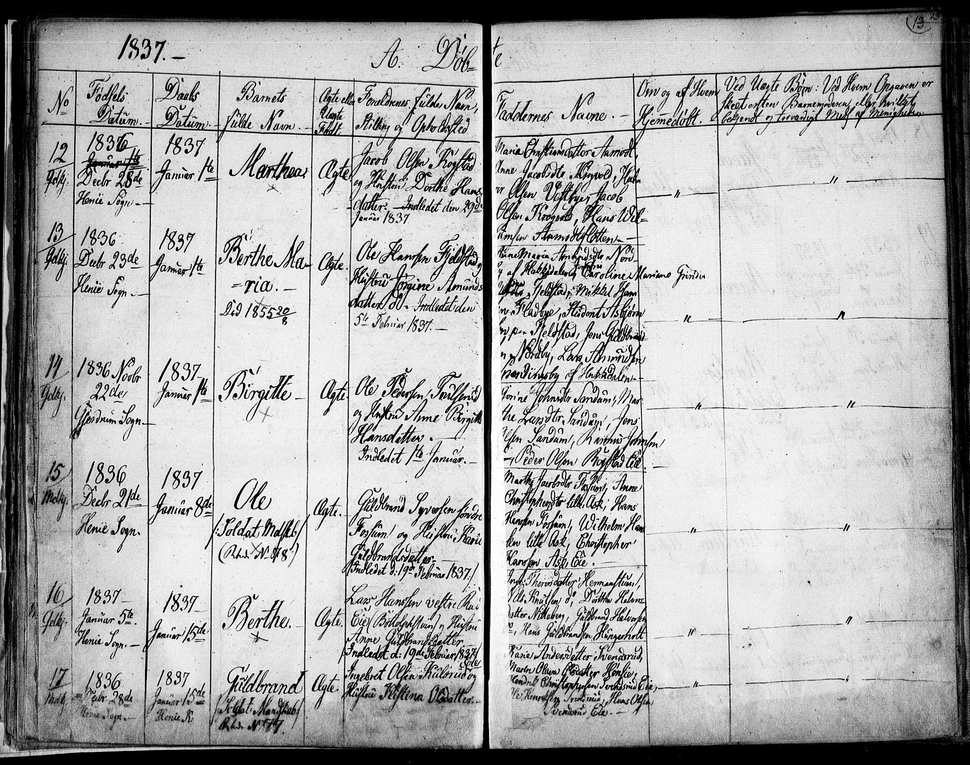 Gjerdrum prestekontor Kirkebøker, AV/SAO-A-10412b/F/Fa/L0005: Parish register (official) no. I 5, 1835-1845, p. 13