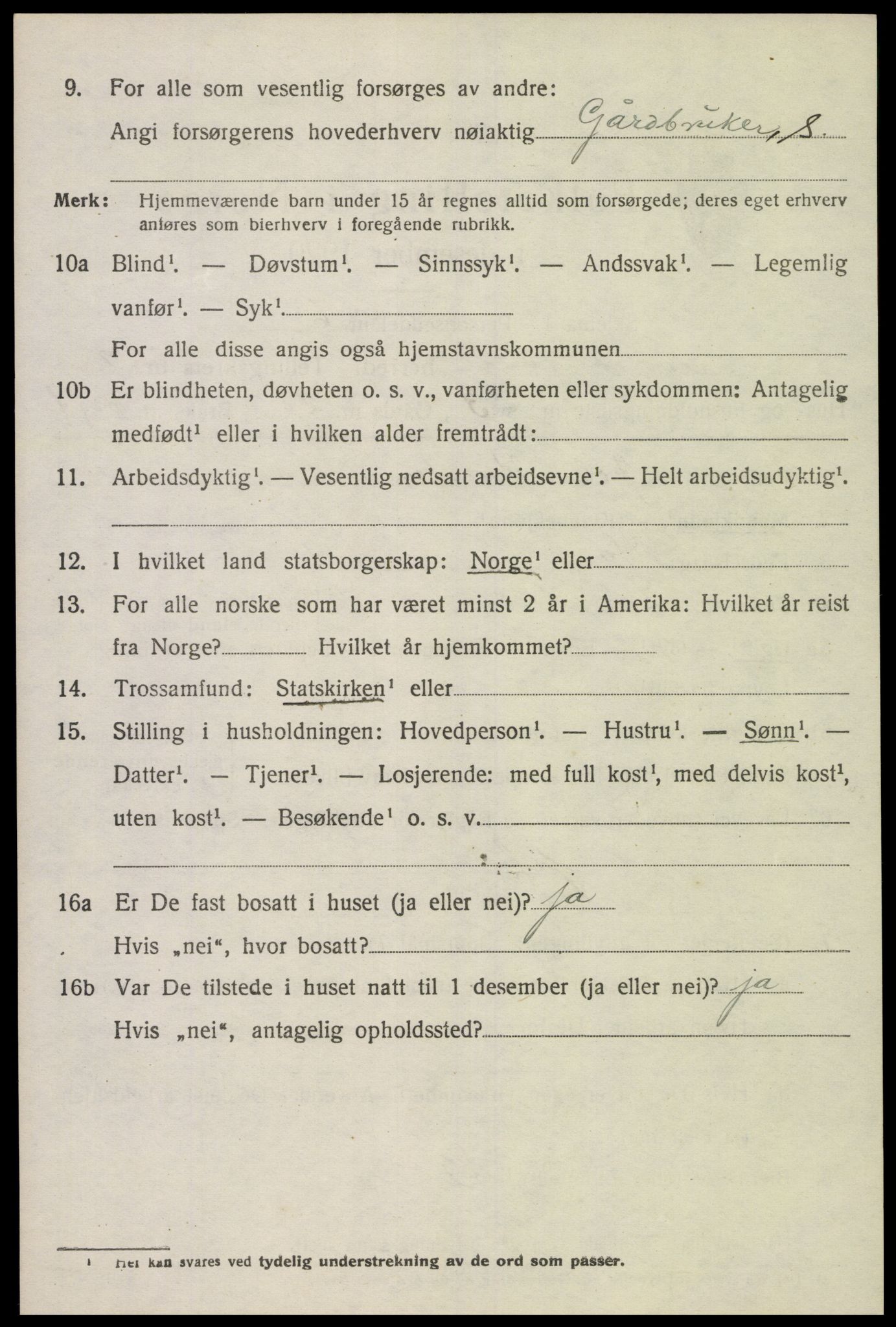 SAK, 1920 census for Sør-Audnedal, 1920, p. 1608