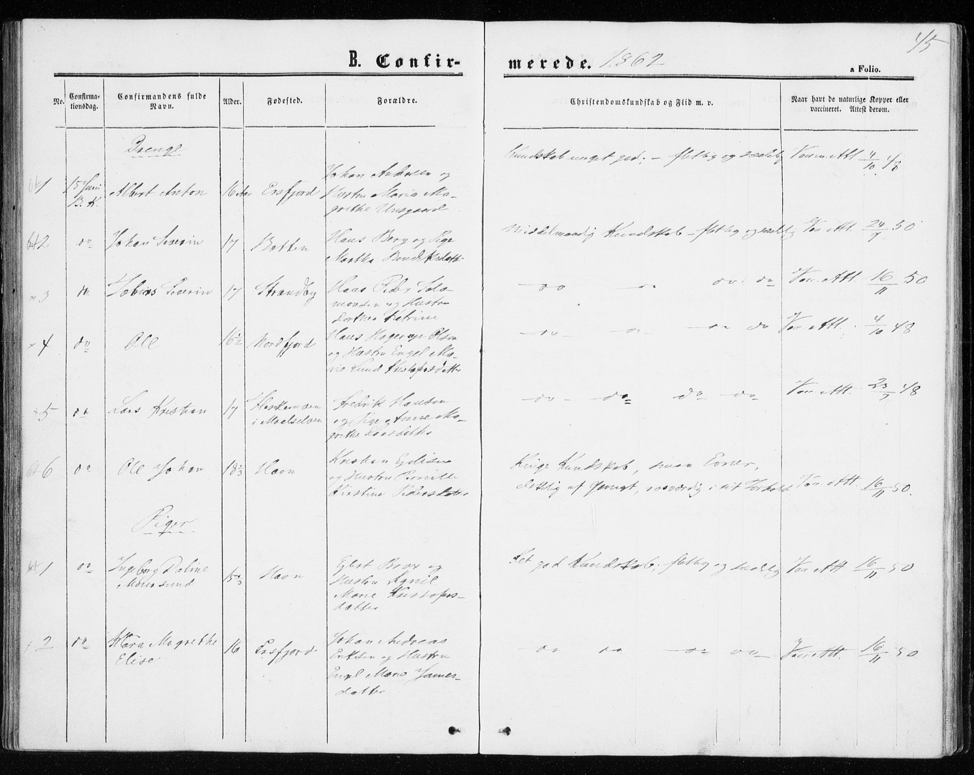 Berg sokneprestkontor, SATØ/S-1318/G/Ga/Gaa/L0002kirke: Parish register (official) no. 2, 1860-1872, p. 45
