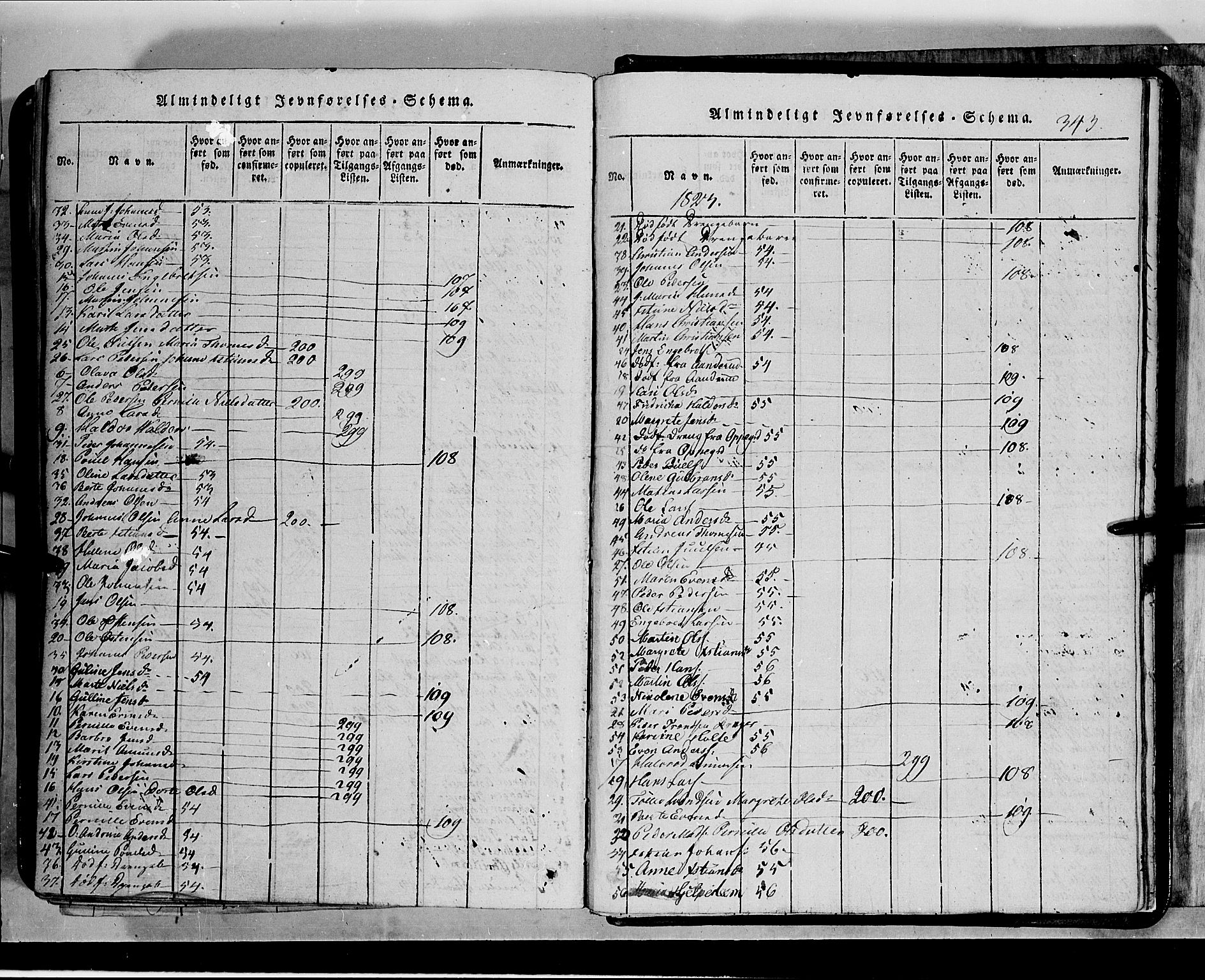 Toten prestekontor, SAH/PREST-102/H/Ha/Hab/L0002: Parish register (copy) no. 2, 1820-1827, p. 343