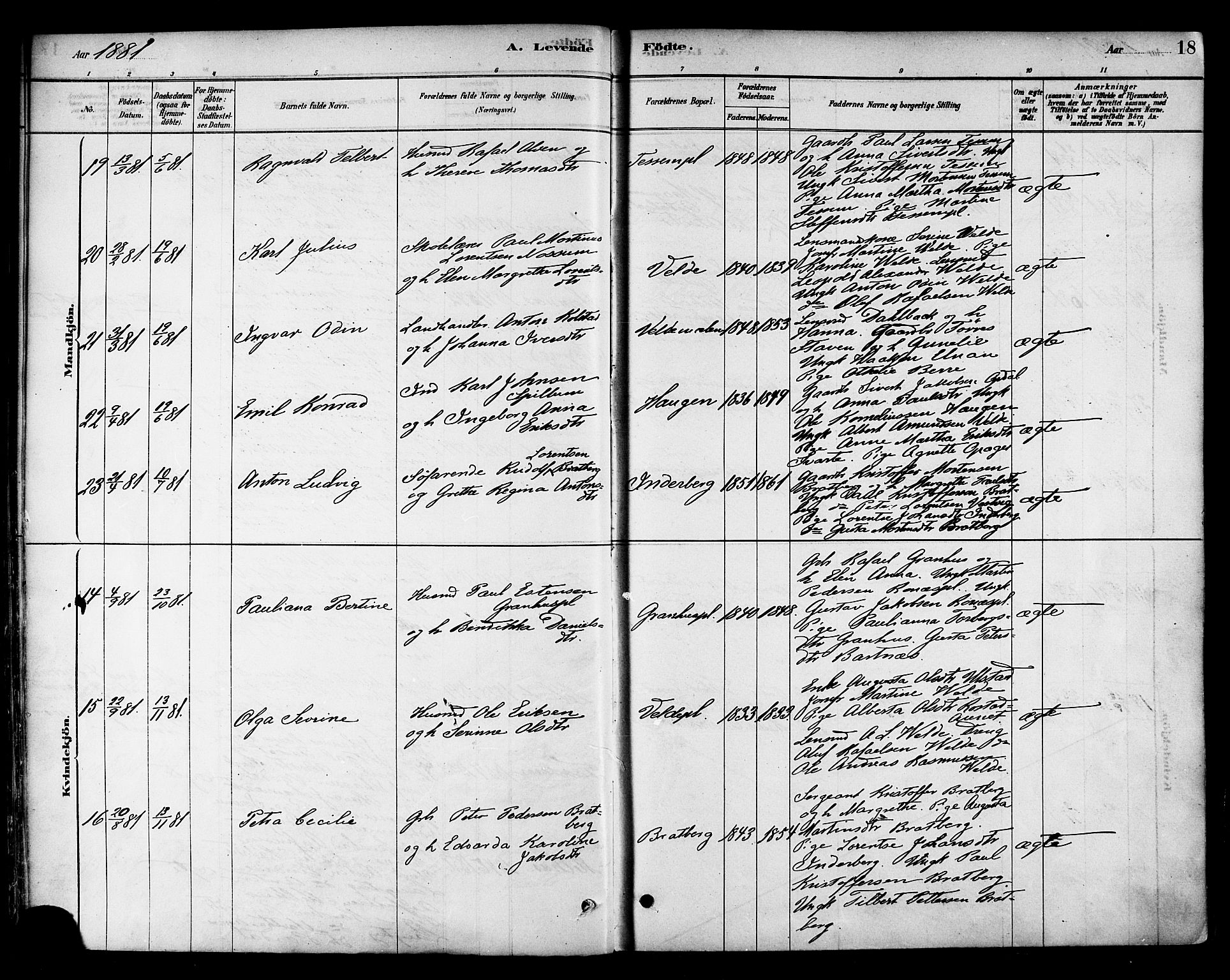 Ministerialprotokoller, klokkerbøker og fødselsregistre - Nord-Trøndelag, AV/SAT-A-1458/741/L0395: Parish register (official) no. 741A09, 1878-1888, p. 18