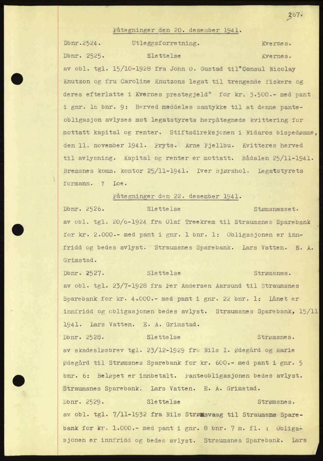 Nordmøre sorenskriveri, AV/SAT-A-4132/1/2/2Ca: Mortgage book no. C81, 1940-1945, Diary no: : 2524/1941