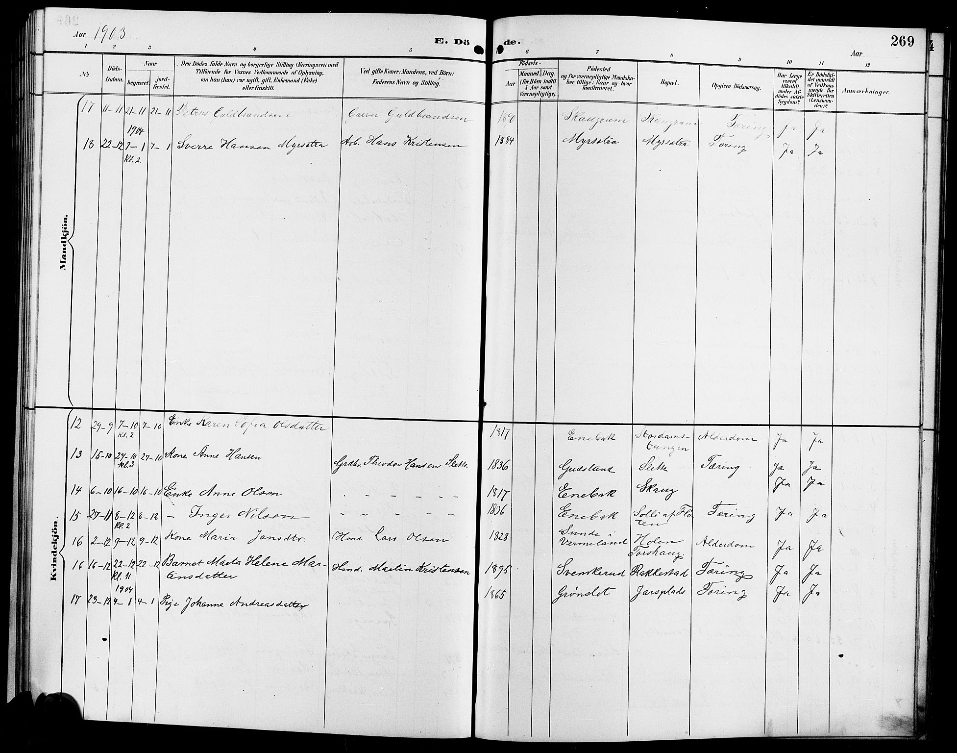 Enebakk prestekontor Kirkebøker, SAO/A-10171c/G/Ga/L0006: Parish register (copy) no. I 6, 1889-1911, p. 269