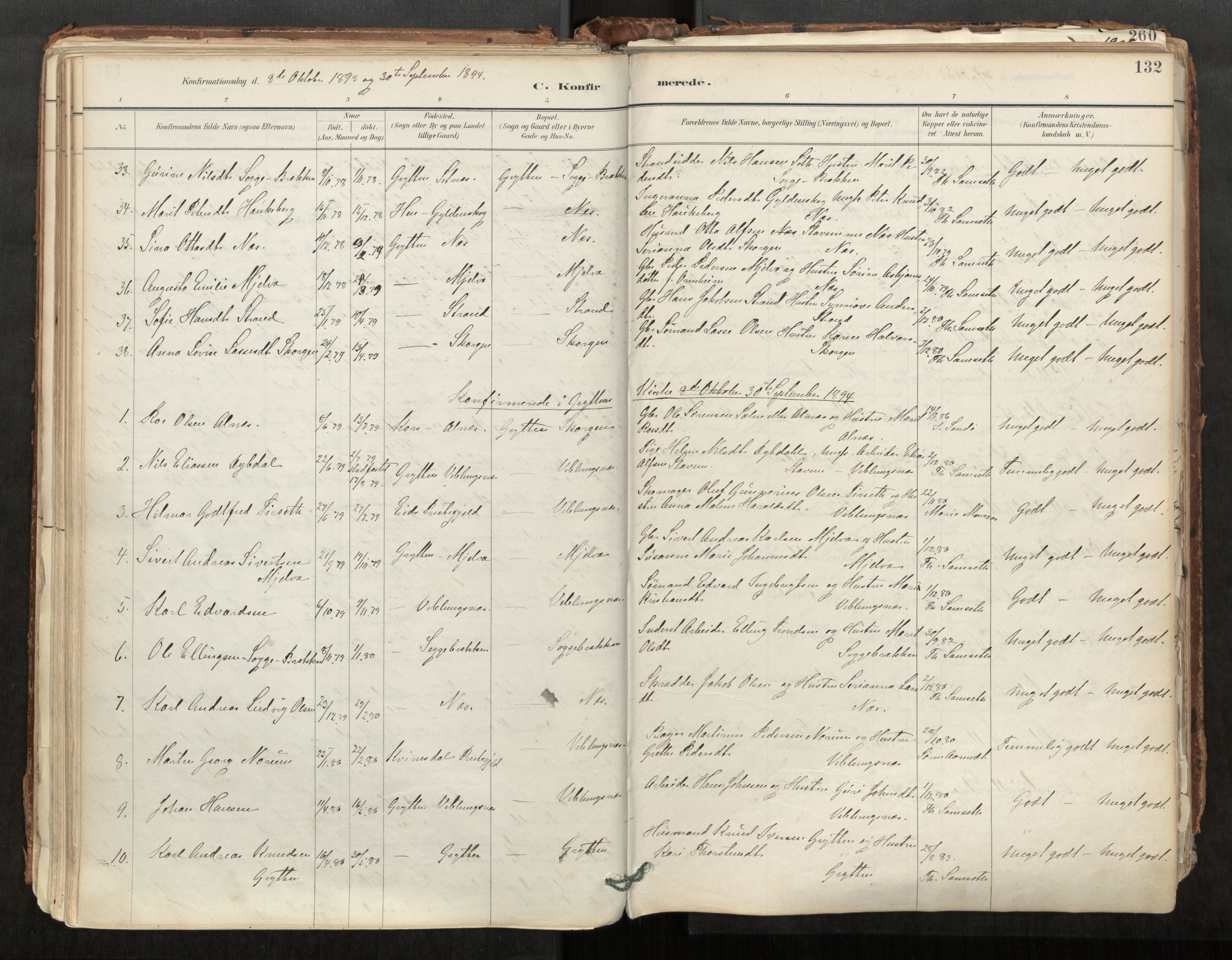 Ministerialprotokoller, klokkerbøker og fødselsregistre - Møre og Romsdal, SAT/A-1454/544/L0585: Parish register (official) no. 544A06, 1887-1924, p. 132