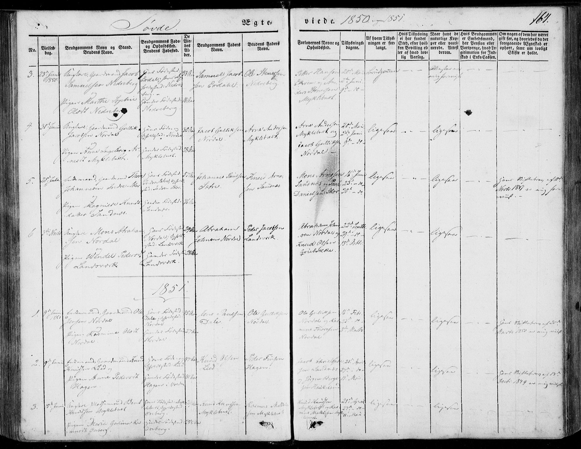 Ministerialprotokoller, klokkerbøker og fødselsregistre - Møre og Romsdal, AV/SAT-A-1454/502/L0023: Parish register (official) no. 502A01, 1844-1873, p. 164