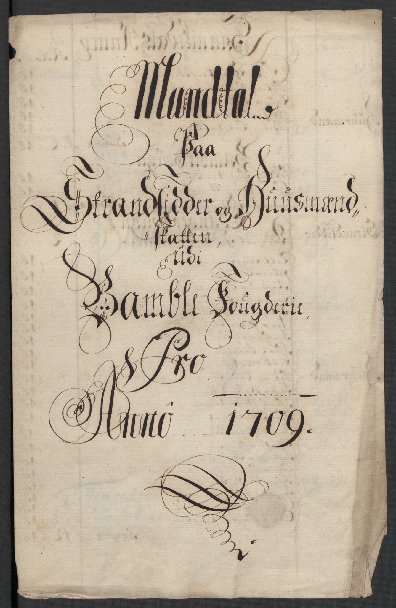Rentekammeret inntil 1814, Reviderte regnskaper, Fogderegnskap, RA/EA-4092/R36/L2118: Fogderegnskap Øvre og Nedre Telemark og Bamble, 1708-1709, p. 191