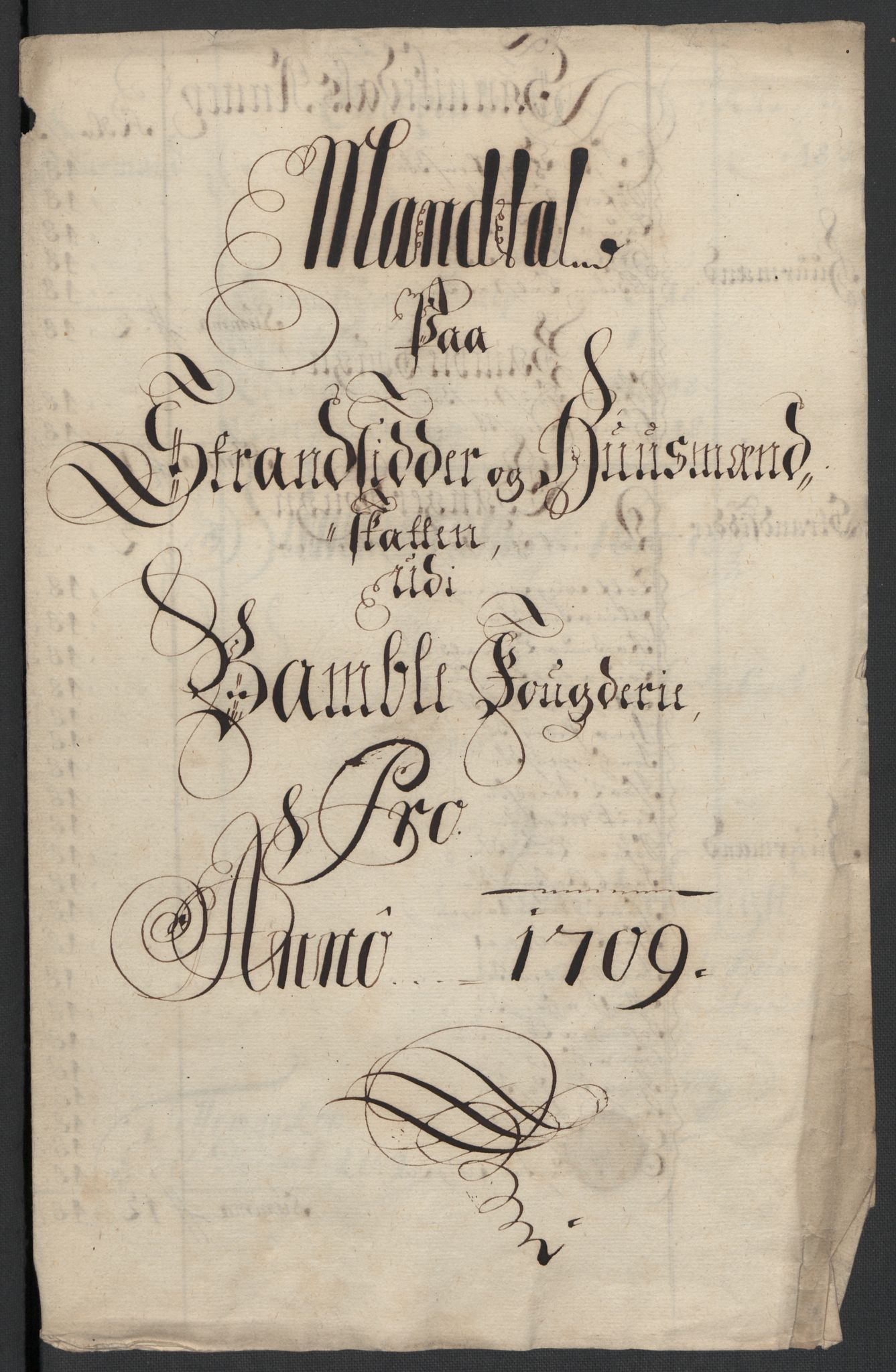 Rentekammeret inntil 1814, Reviderte regnskaper, Fogderegnskap, AV/RA-EA-4092/R36/L2118: Fogderegnskap Øvre og Nedre Telemark og Bamble, 1708-1709, p. 191