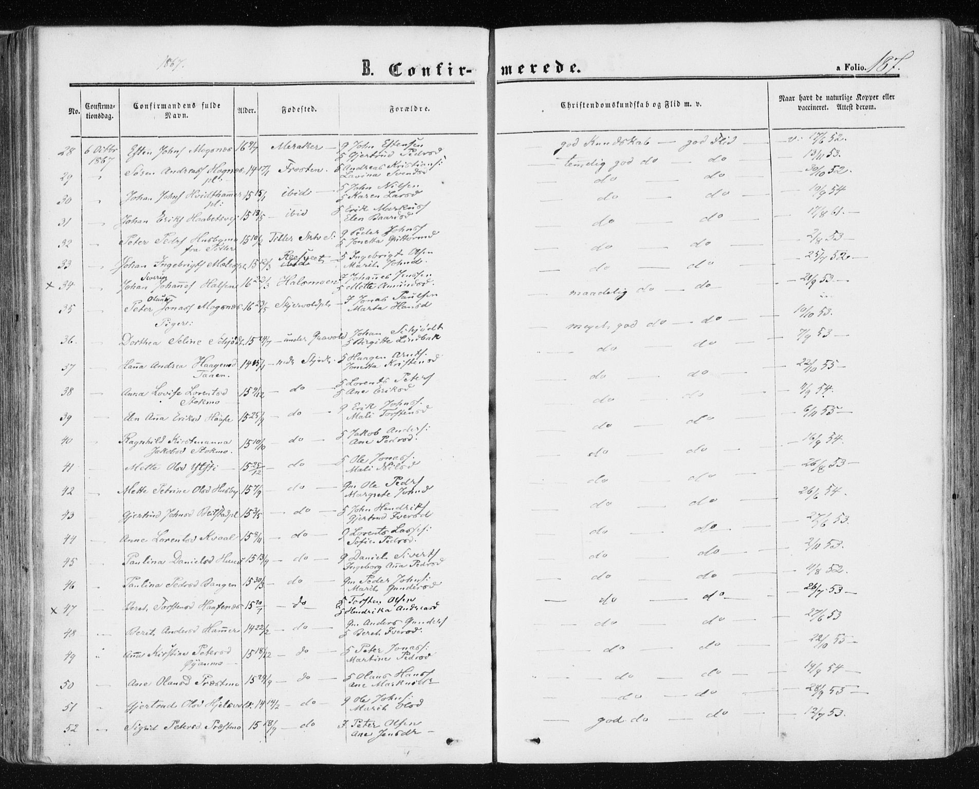 Ministerialprotokoller, klokkerbøker og fødselsregistre - Nord-Trøndelag, SAT/A-1458/709/L0075: Parish register (official) no. 709A15, 1859-1870, p. 187