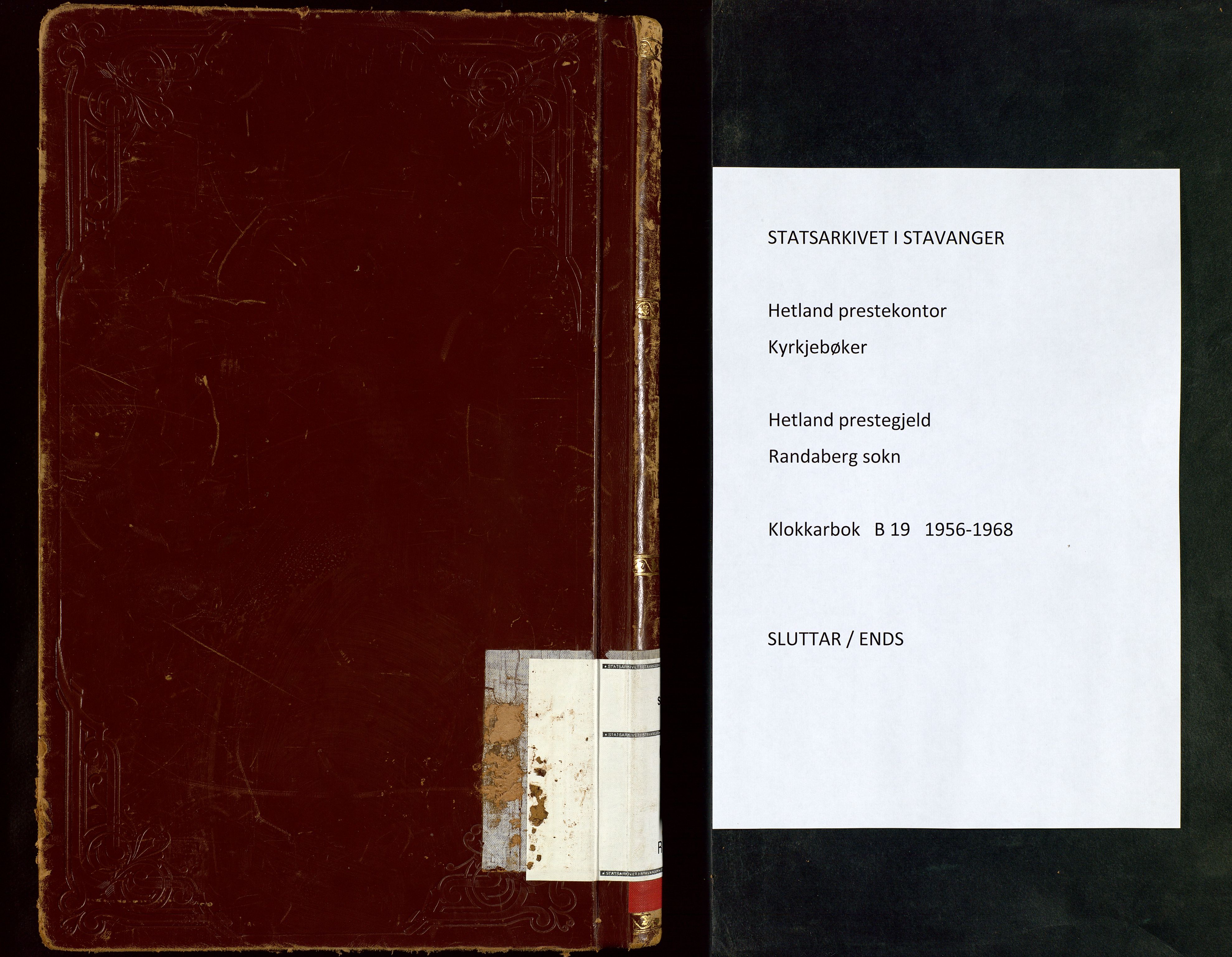 Hetland sokneprestkontor, SAST/A-101826/30/30BB/L0019: Parish register (copy) no. B 19, 1956-1968