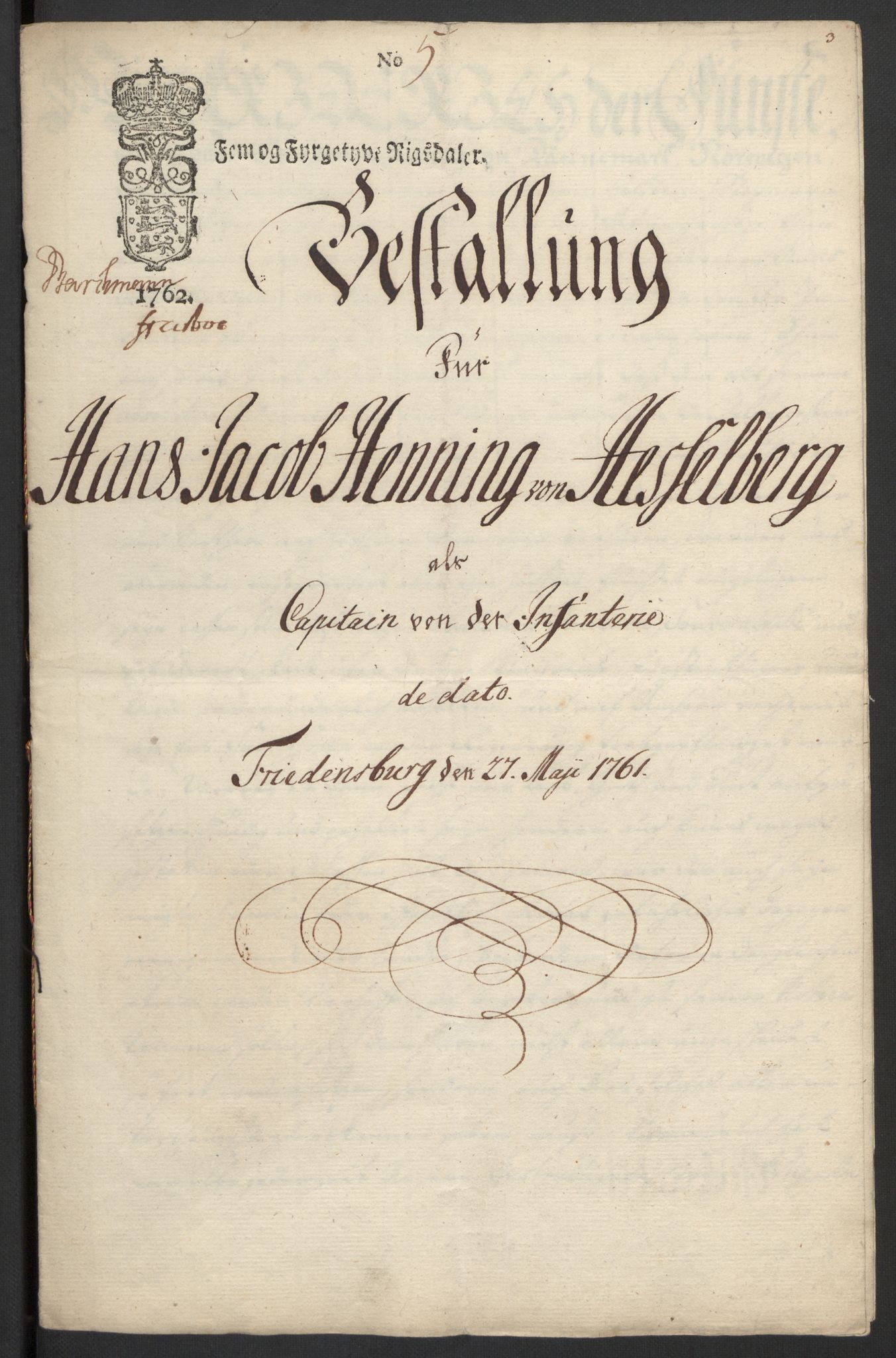 Hesselberg, Hans Jacob Henning, AV/RA-PA-0056/F/L0001: --, 1759-1809, p. 7