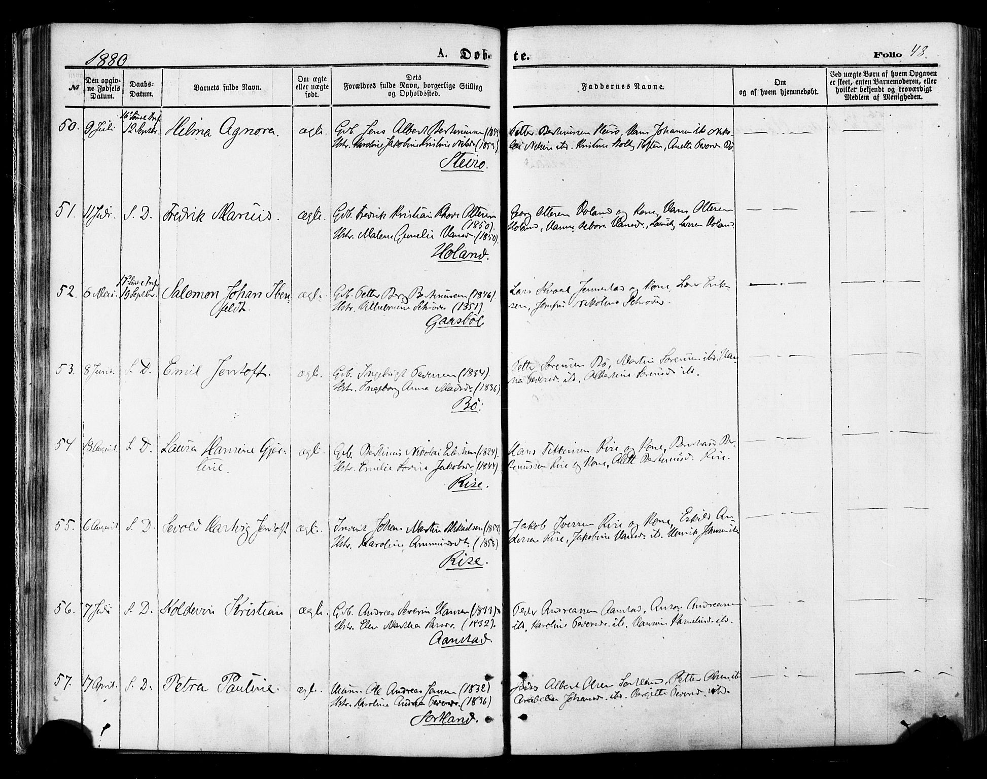 Ministerialprotokoller, klokkerbøker og fødselsregistre - Nordland, AV/SAT-A-1459/895/L1370: Parish register (official) no. 895A05, 1873-1884, p. 48