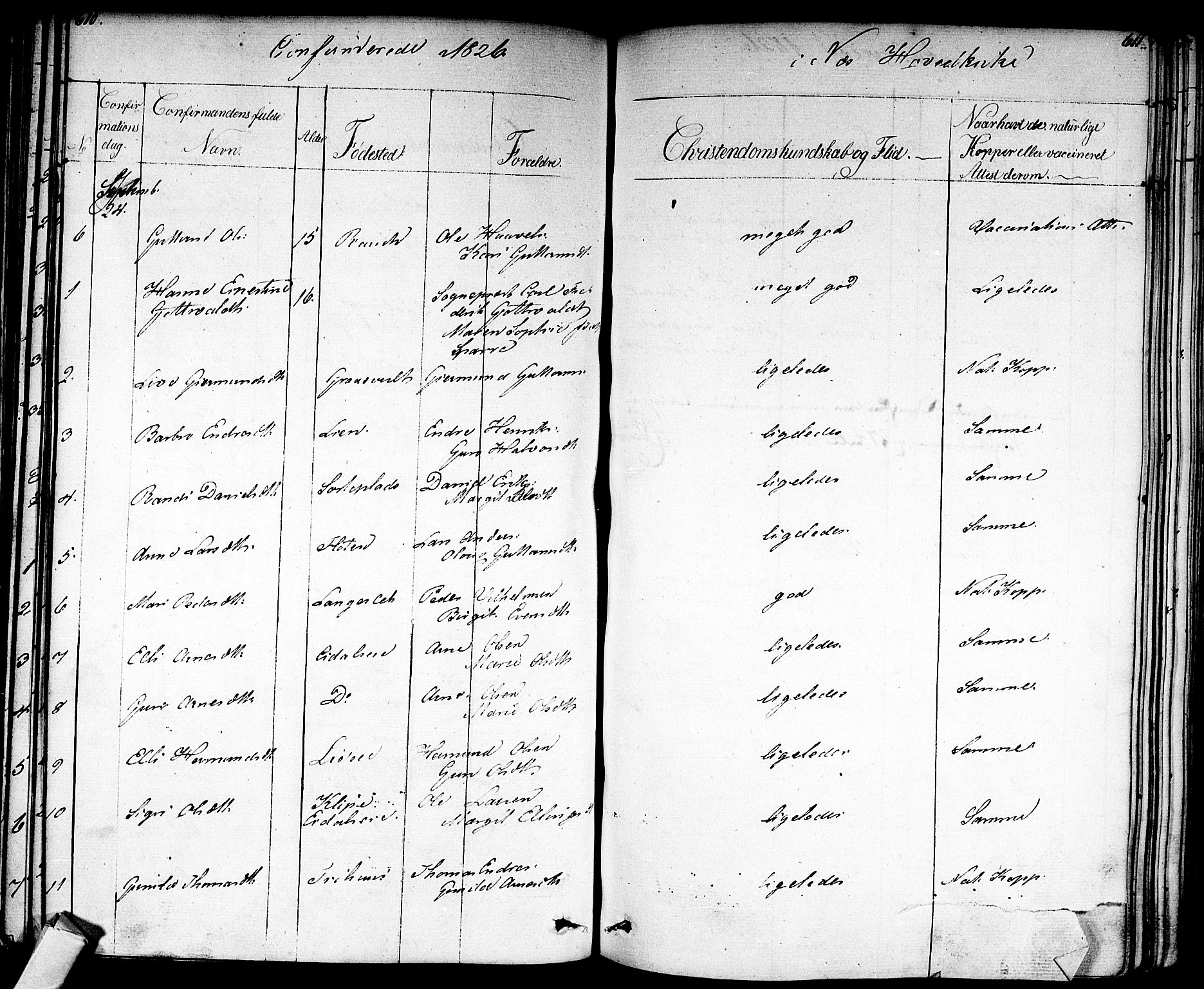 Nes kirkebøker, AV/SAKO-A-236/F/Fa/L0008: Parish register (official) no. 8, 1824-1834, p. 610-611