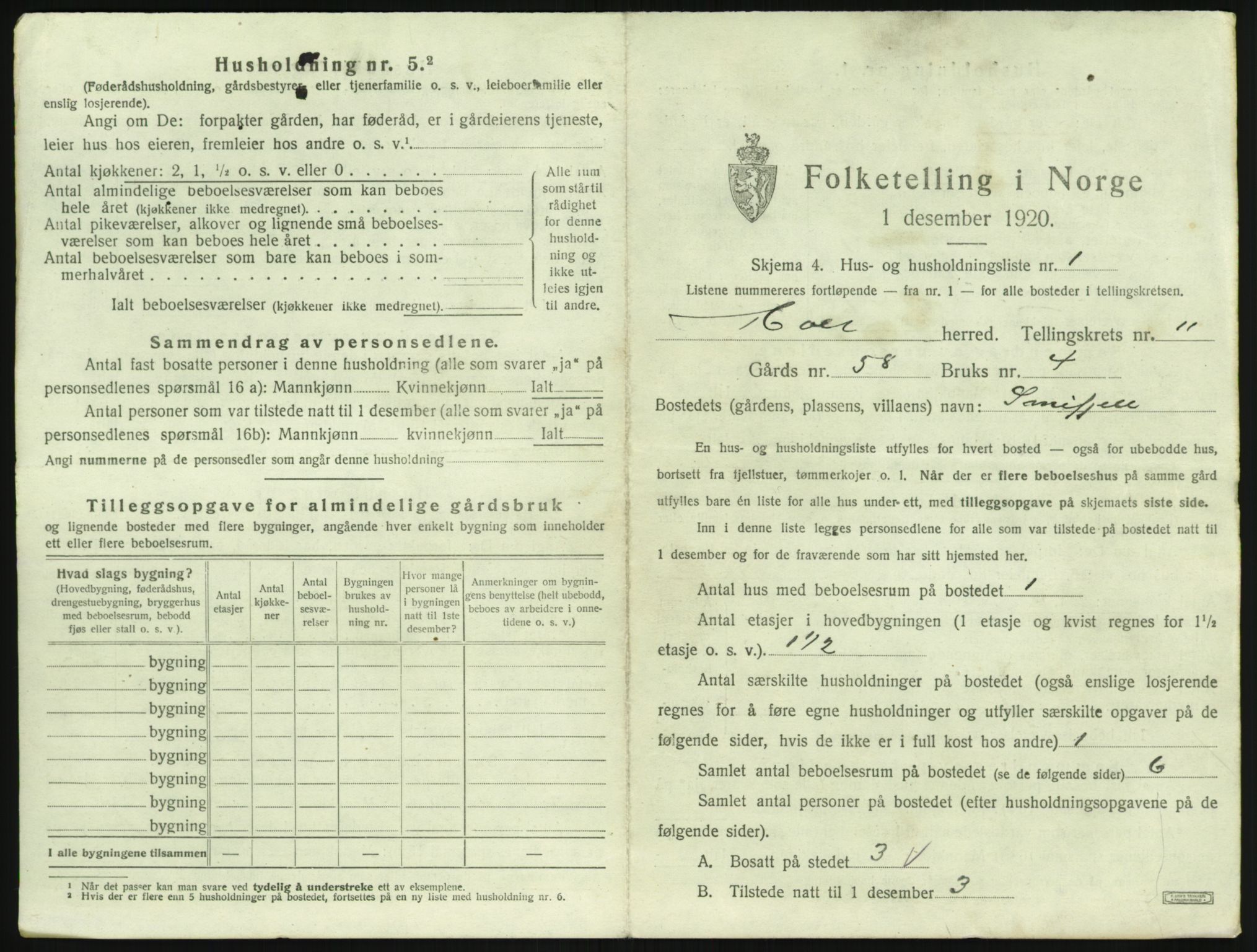 SAK, 1920 census for Holt, 1920, p. 1032