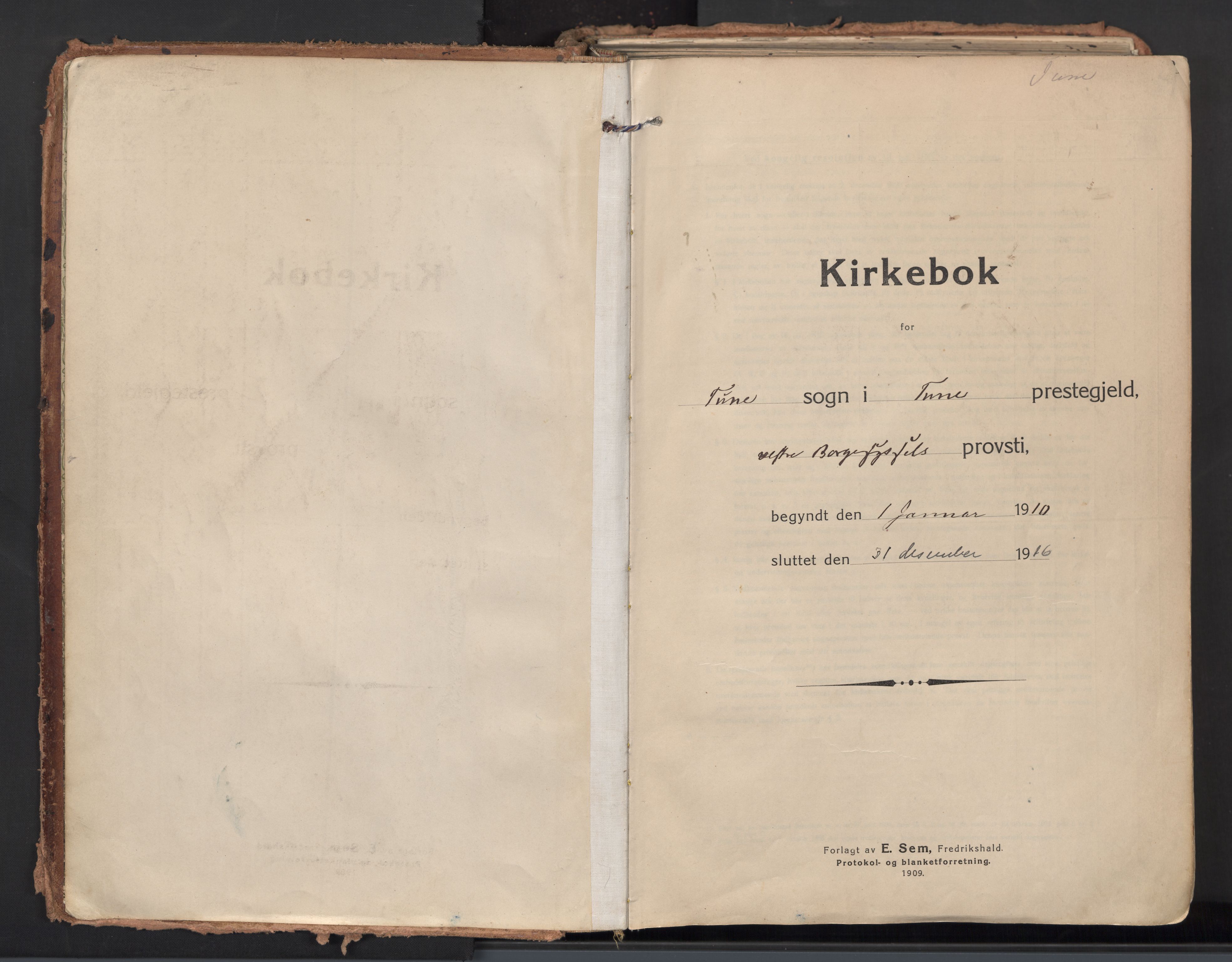 Tune prestekontor Kirkebøker, AV/SAO-A-2007/F/Fa/L0021: Parish register (official) no. 21, 1910-1916, p. 1