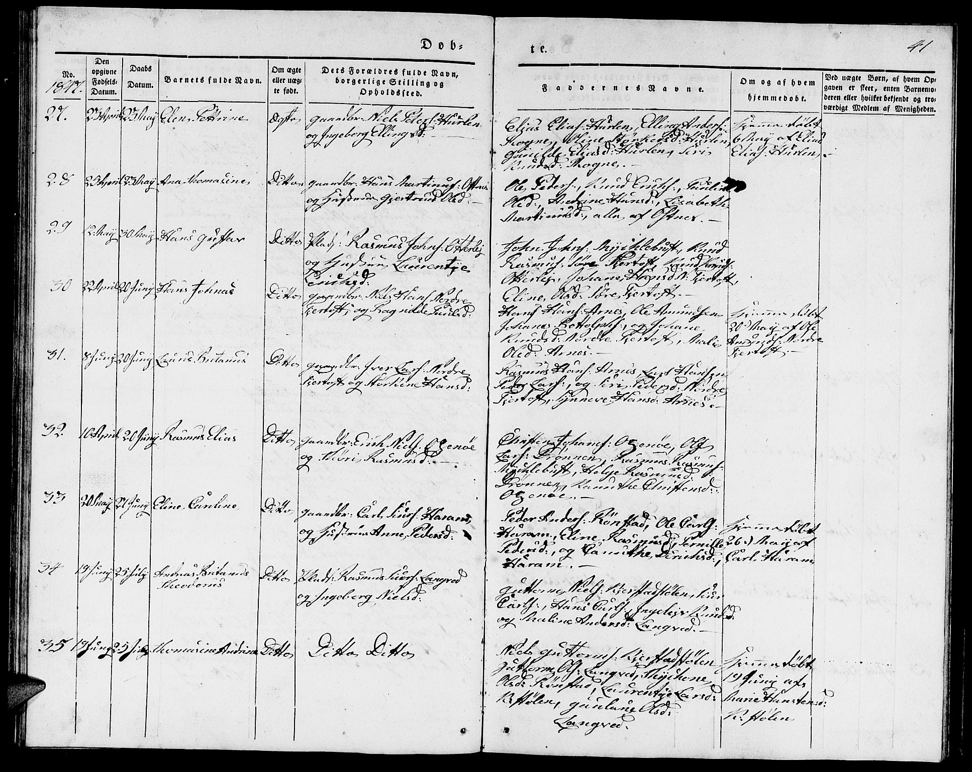 Ministerialprotokoller, klokkerbøker og fødselsregistre - Møre og Romsdal, SAT/A-1454/536/L0507: Parish register (copy) no. 536C02, 1839-1859, p. 41