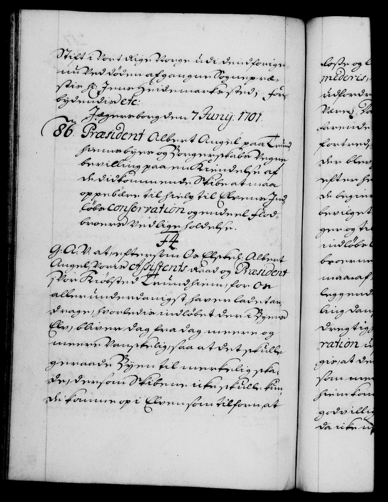 Danske Kanselli 1572-1799, RA/EA-3023/F/Fc/Fca/Fcaa/L0018: Norske registre, 1699-1703, p. 217b