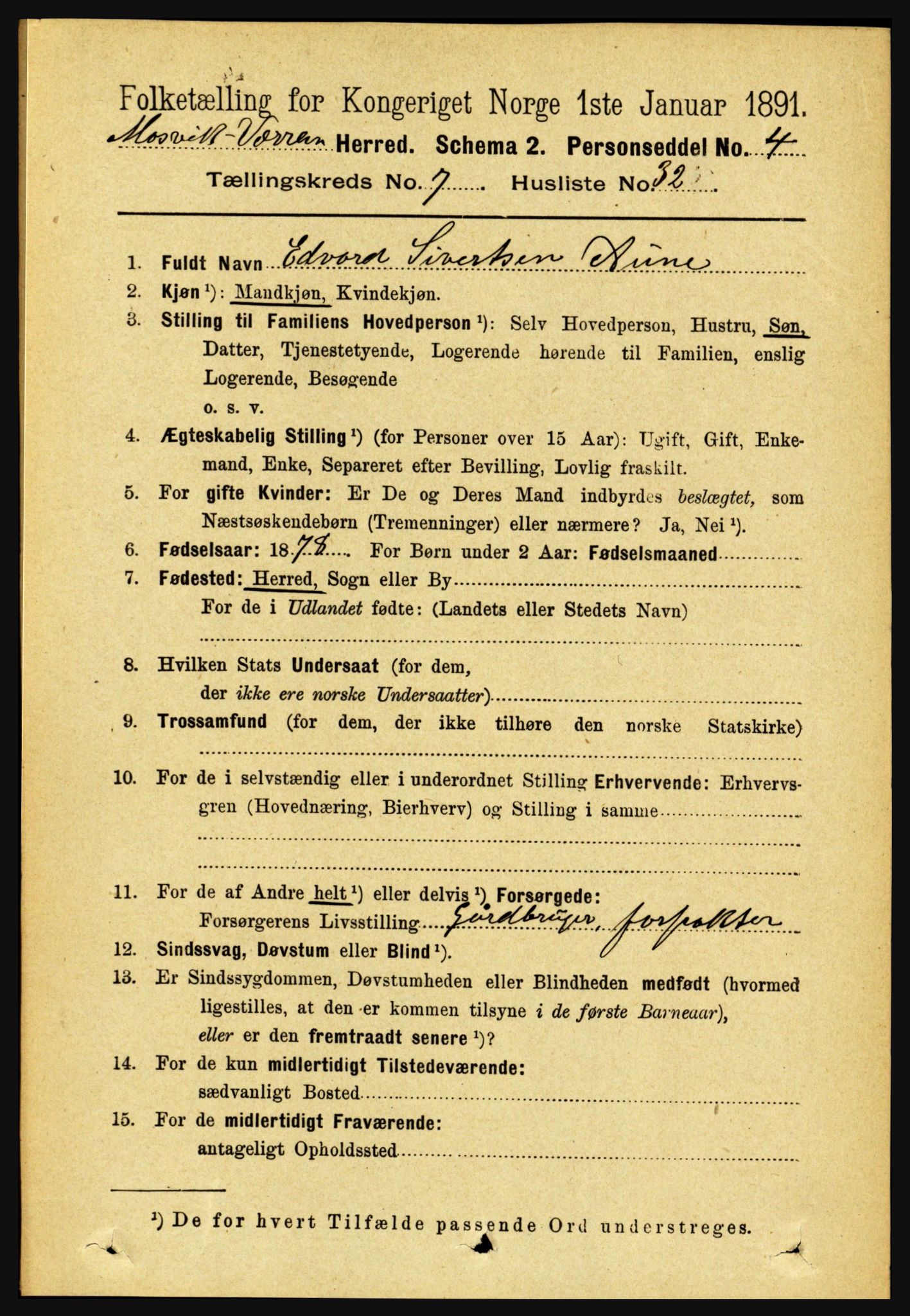 RA, 1891 census for 1723 Mosvik og Verran, 1891, p. 3130