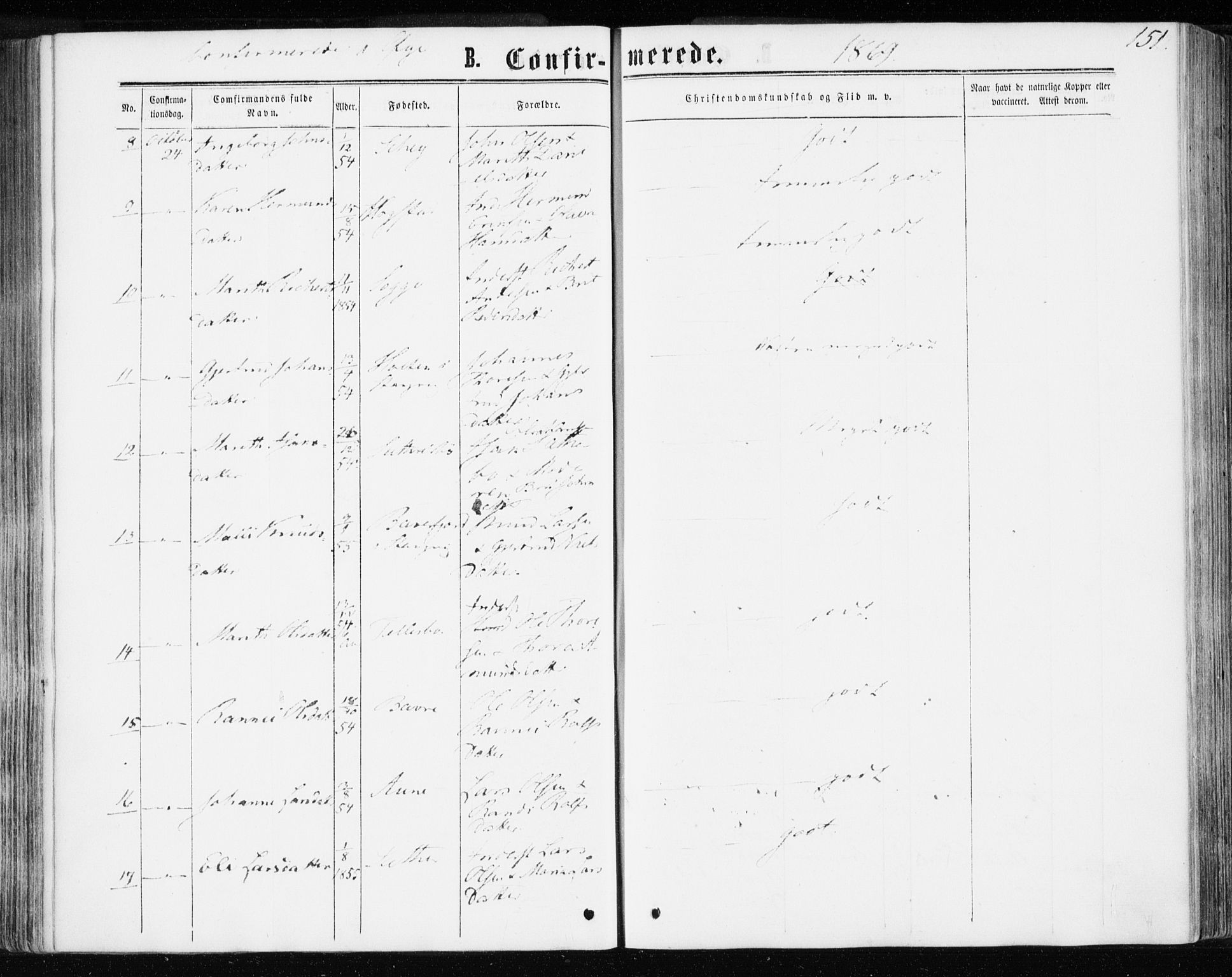 Ministerialprotokoller, klokkerbøker og fødselsregistre - Møre og Romsdal, AV/SAT-A-1454/595/L1045: Parish register (official) no. 595A07, 1863-1873, p. 151