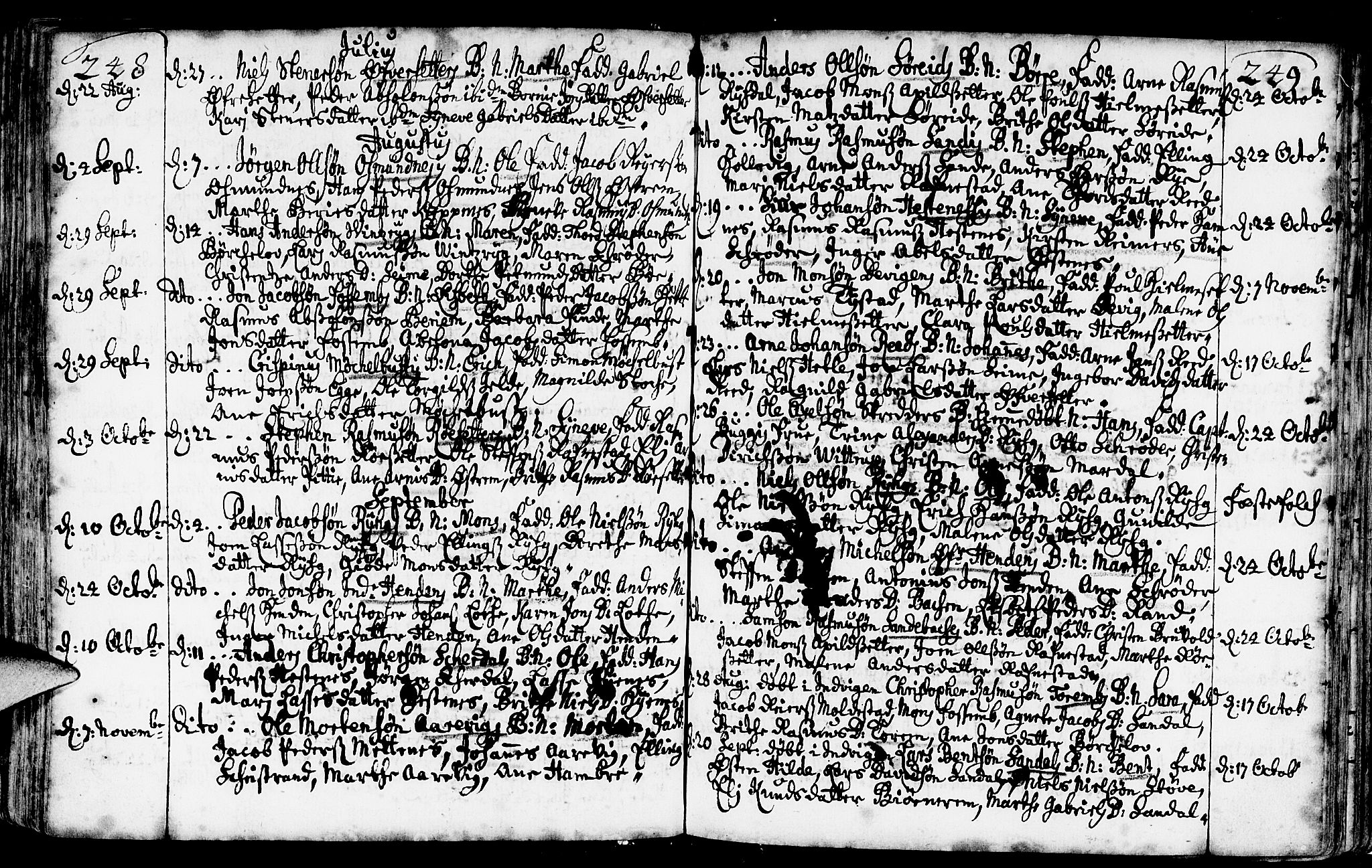 Gloppen sokneprestembete, AV/SAB-A-80101/H/Haa/Haaa/L0002: Parish register (official) no. A 2, 1712-1735, p. 248-249